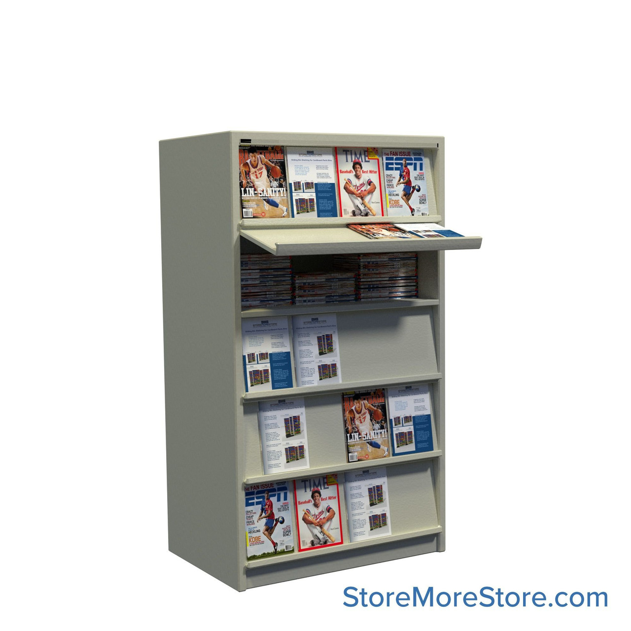 Periodical Shelving, 12" D x 76.25" H, Starter Unit, Single-Sided