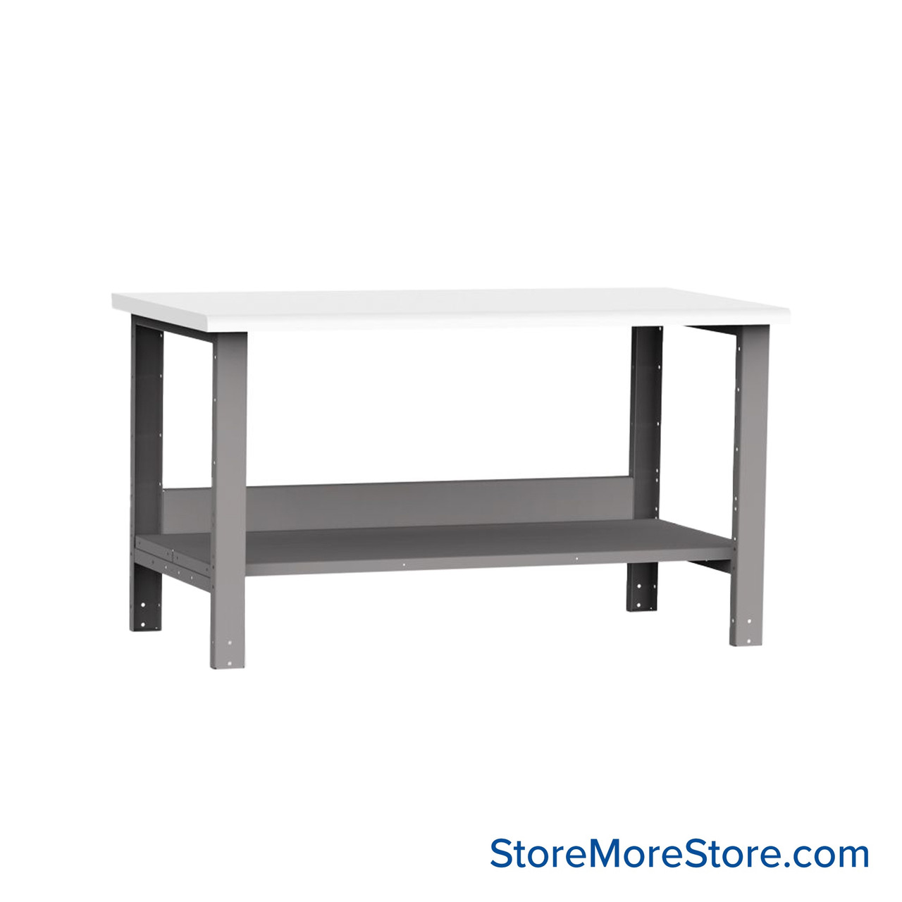 Mobile Workbench, 60" W x 30" D x 34" H, Workbench w/ Shelf, Laminate