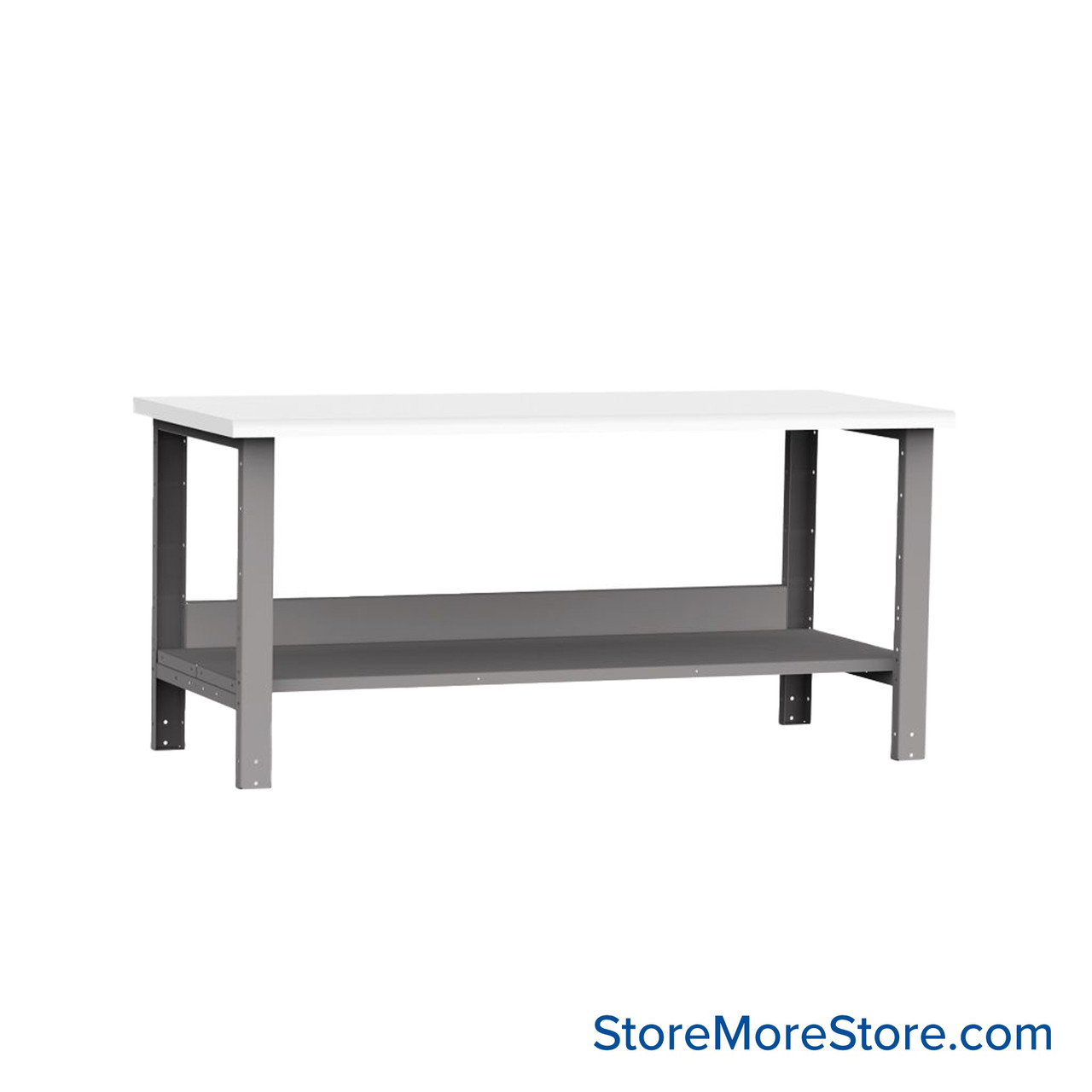 Mobile Workbench, 72" W x 30" D x 34" H, Workbench w/ Shelf, Laminate