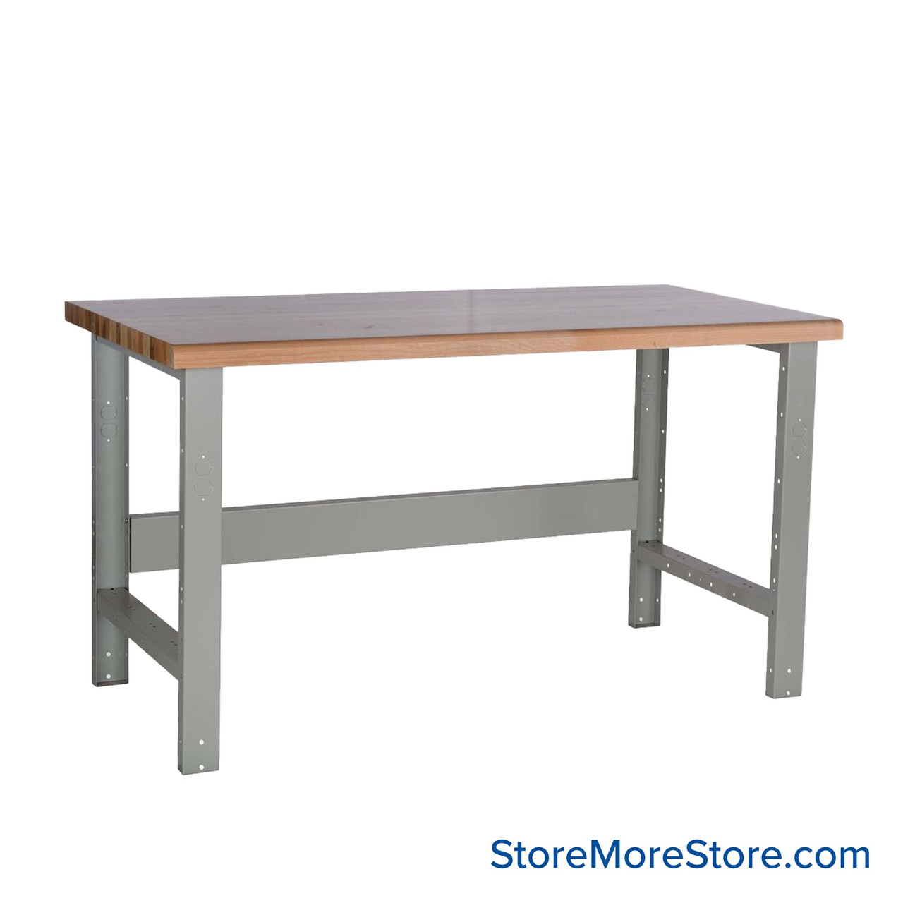 Mobile Workbench, 60" W x 30" D x 34" H, Workbench w/o Shelf, Butcherblock