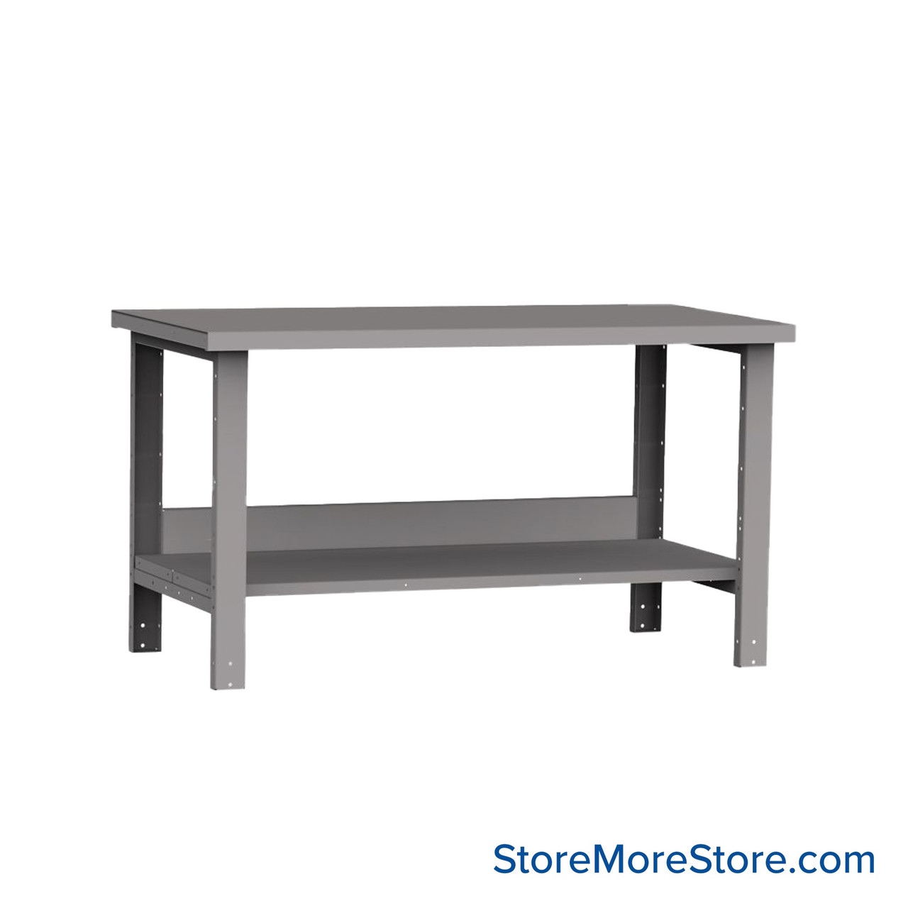 Mobile Workbench, 60" W x 30" D x 34" H, Workbench w/ Shelf, Steel