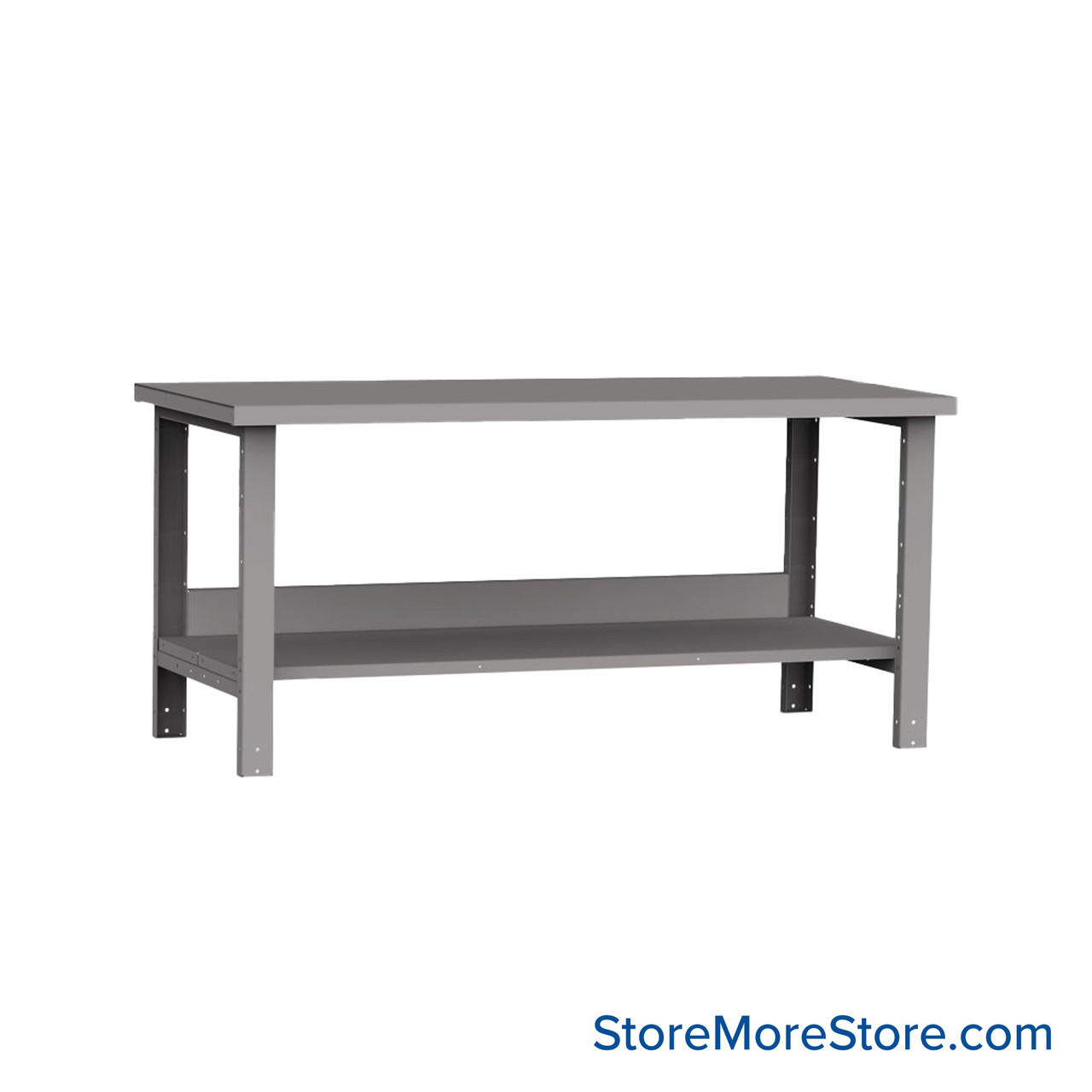 Mobile Workbench, 72" W x 30" D x 34" H, Workbench w/ Shelf, Steel