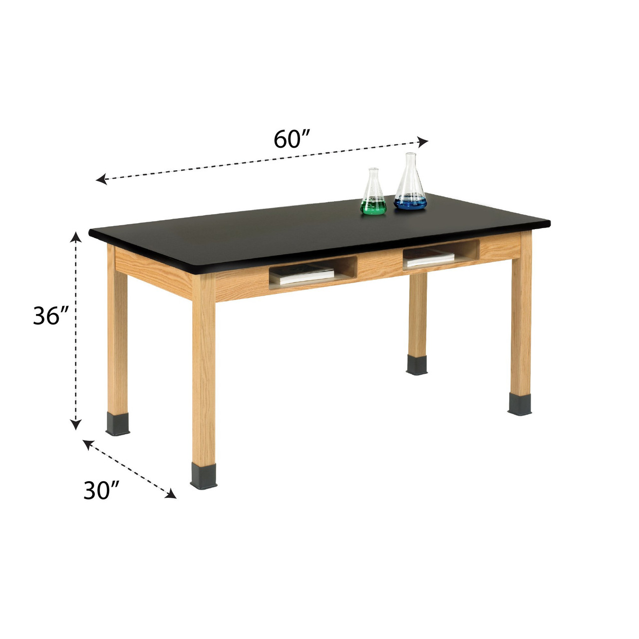 Classroom Lab Table with Book Storage, 60" W x 30" D x 36" H, High-Pressure Laminate Top