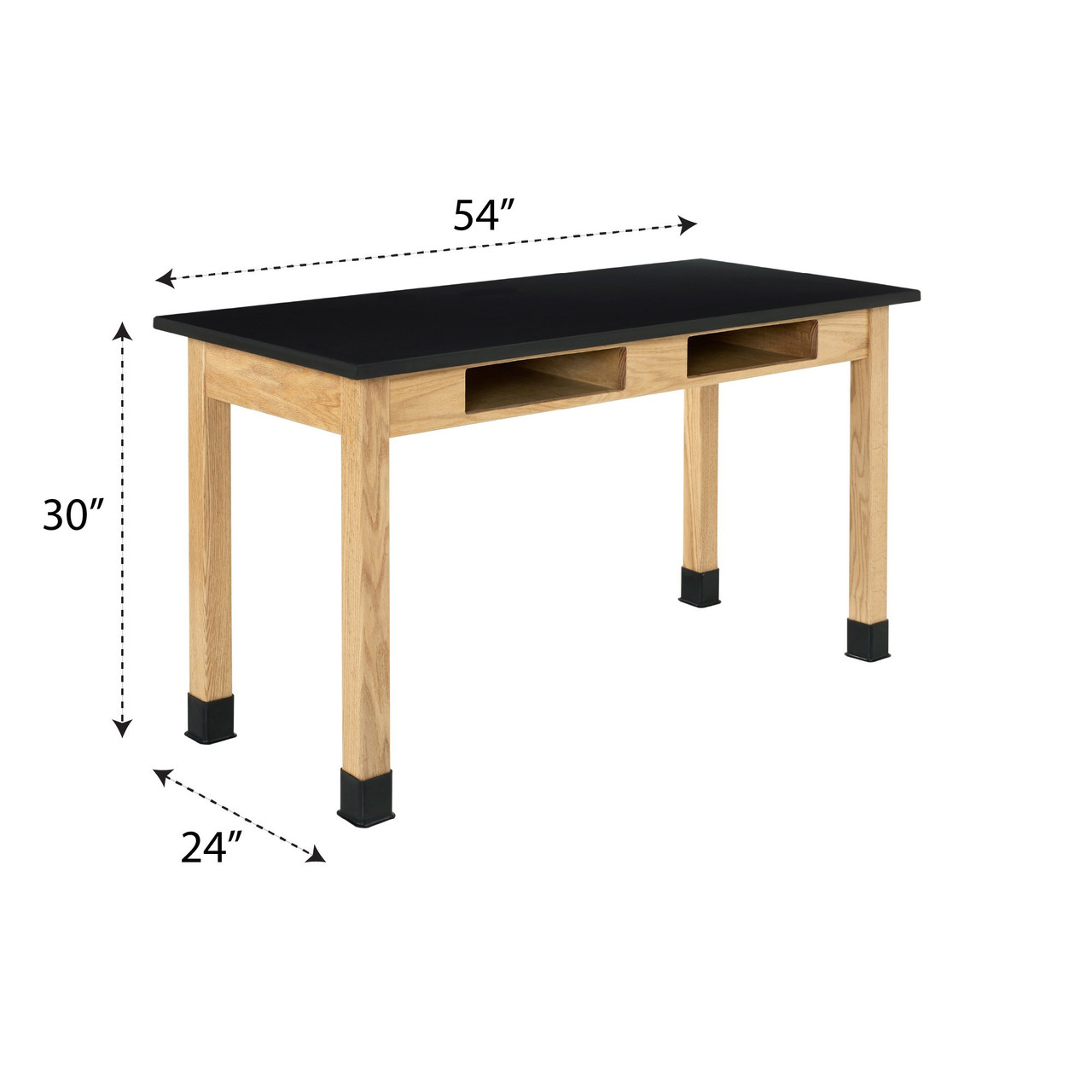 Classroom Lab Table with Book Storage, 54" W x 24" D x 30" H, Black Epoxy Top