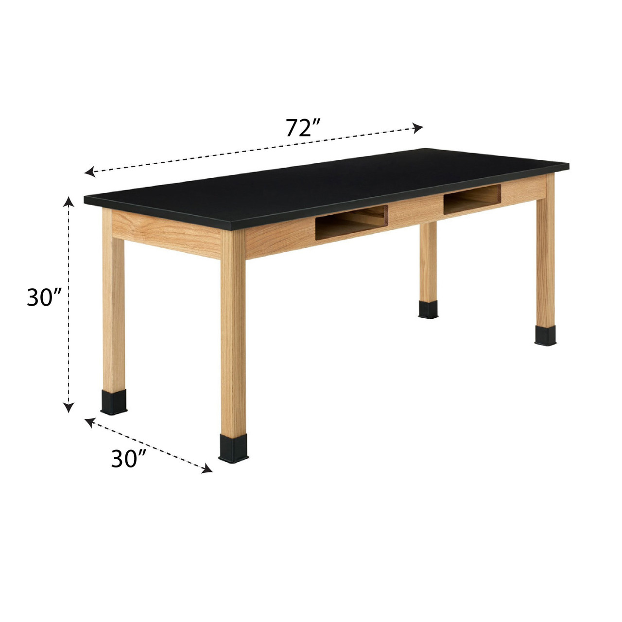 Classroom Lab Table with Book Storage, 72" W x 30" D x 30" H, Black Epoxy Top