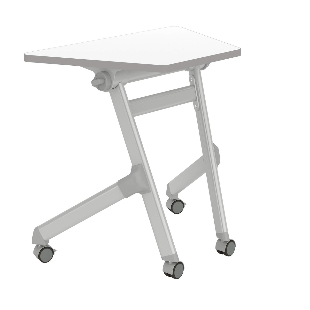 Nesting Trapezoid Student Desk with Flip Top and Casters