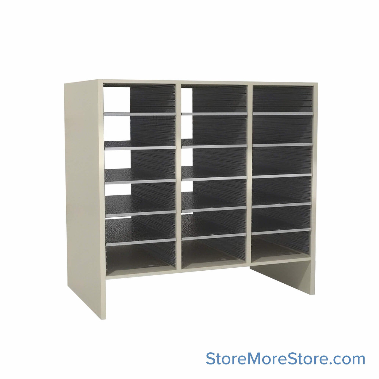 Mail Sorter, 36.5" W x 36" H, 30" Sorting Height, Plexiglass Back, 6" Open Back Riser