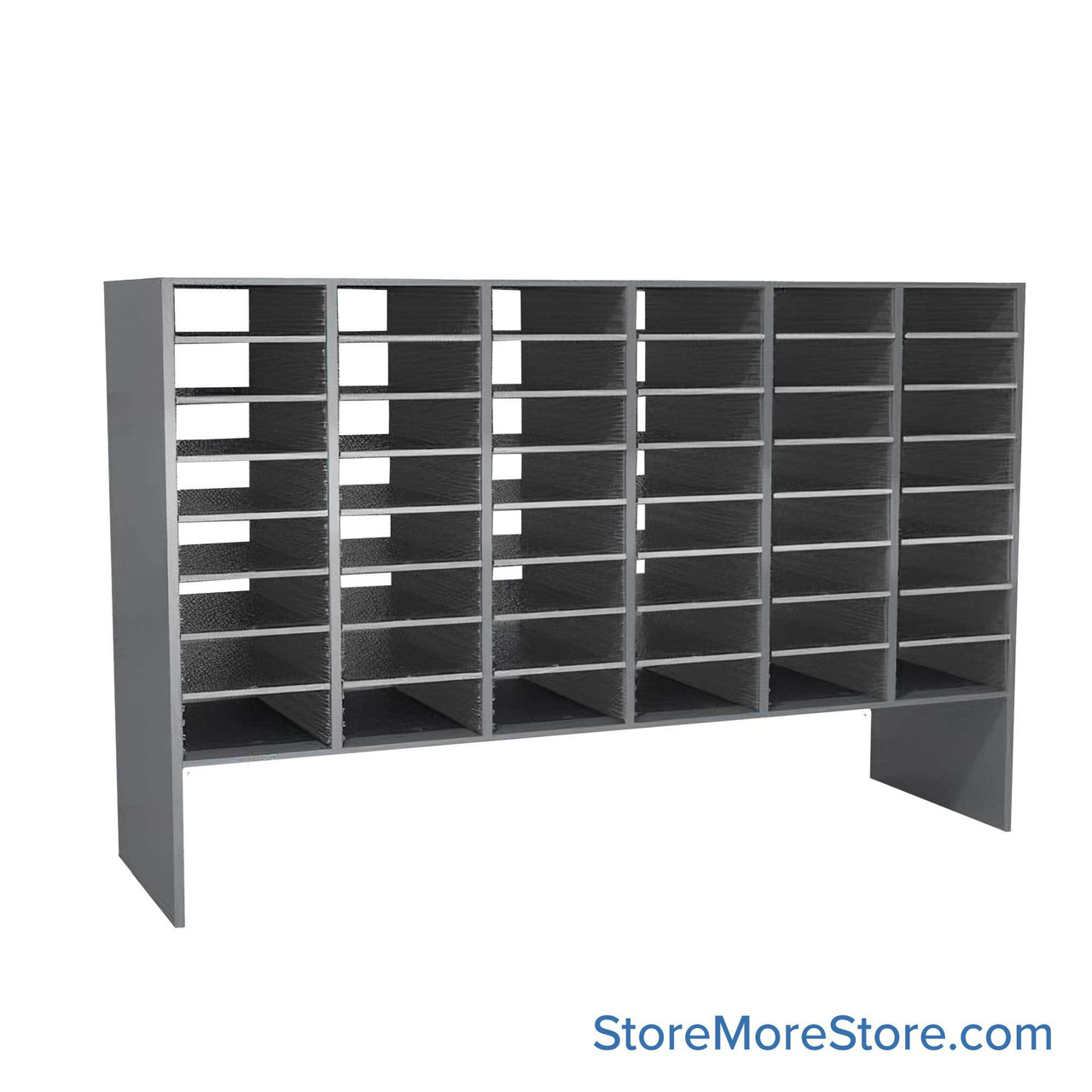 Mail Sorter, 71.5" W x 48" H, 36" Sorting Height, Laminate Back, 12" Closed Back Riser