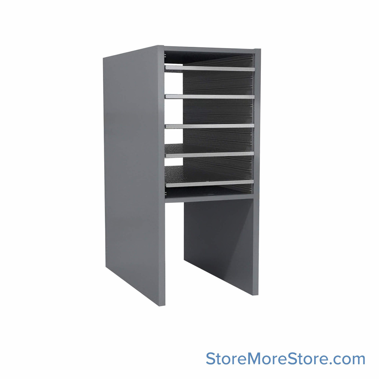 Legal Size Mail Sorter, 13" W x 30" H, 18" Sorting Height, Laminate Sorter Back, 12" Closed Back Riser