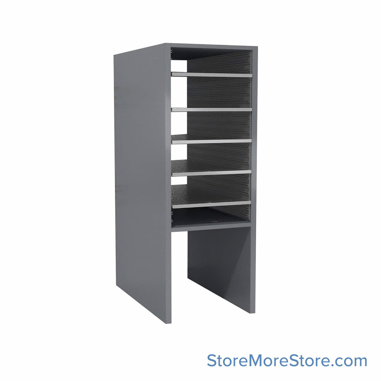 Legal Size Mail Sorter, 13" W x 36" H, 24" Sorting Height, Laminate Sorter Back, 12" Closed Back Riser