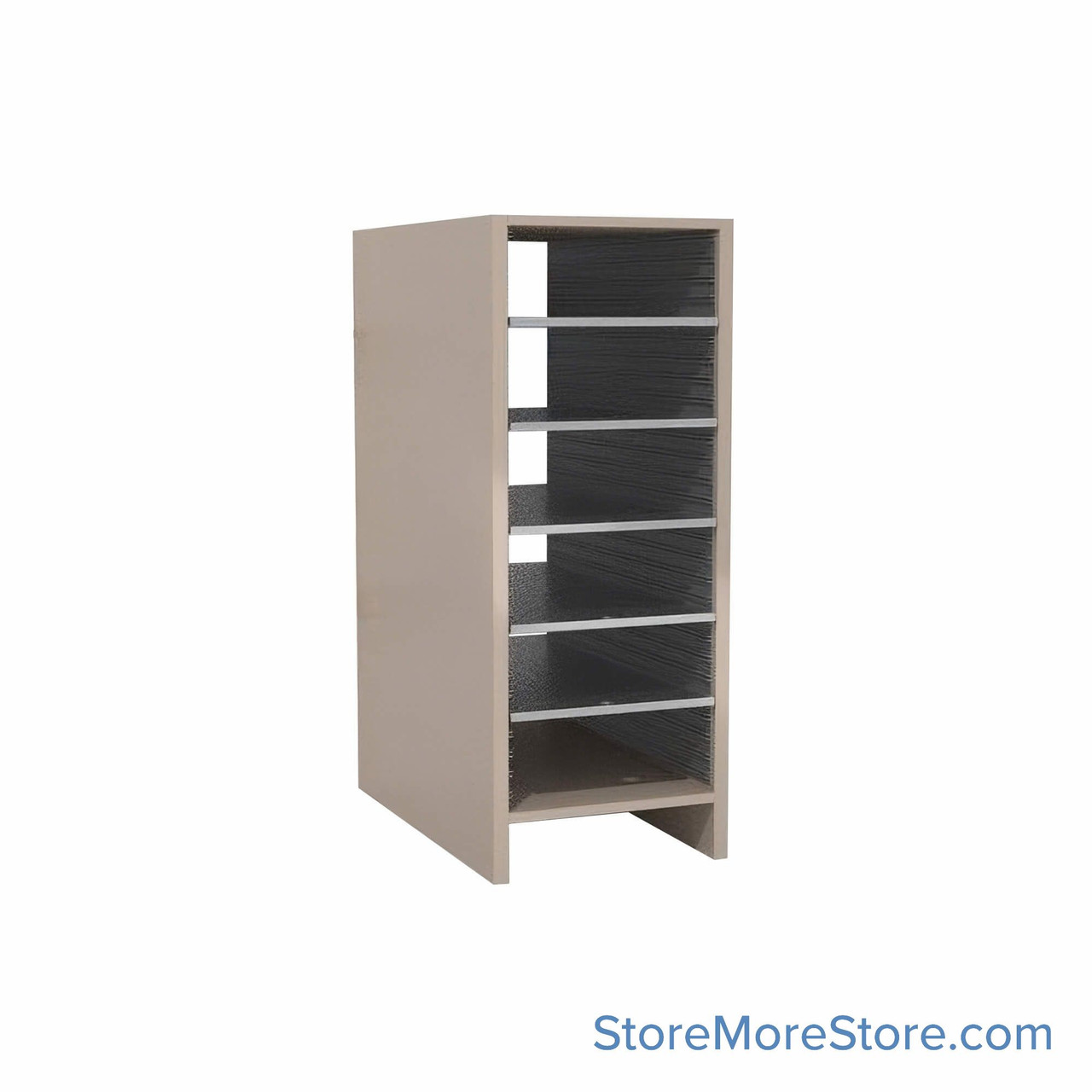 Legal Size Mail Sorter, 13" W x 33" H, 30" Sorting Height, Laminate Sorter Back, 3" Open Back Riser