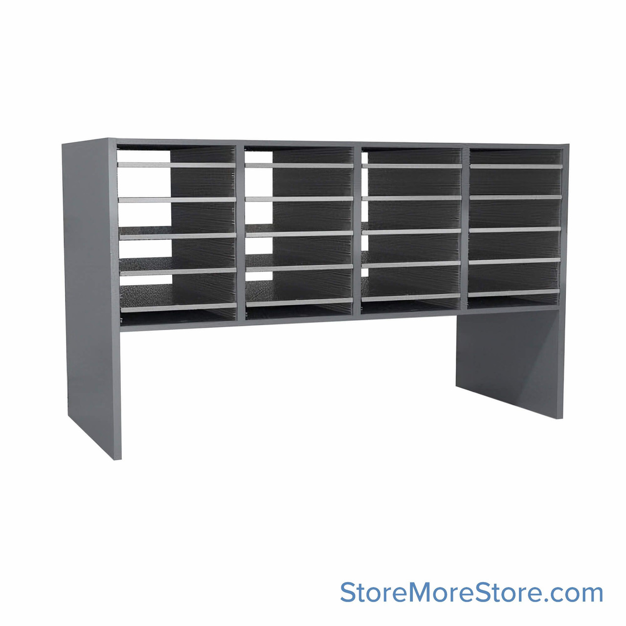 Legal Size Mail Sorter, 48.25" W x 30" H, 18" Sorting Height, Plexiglass Sorter Back, 12" Closed Back Riser