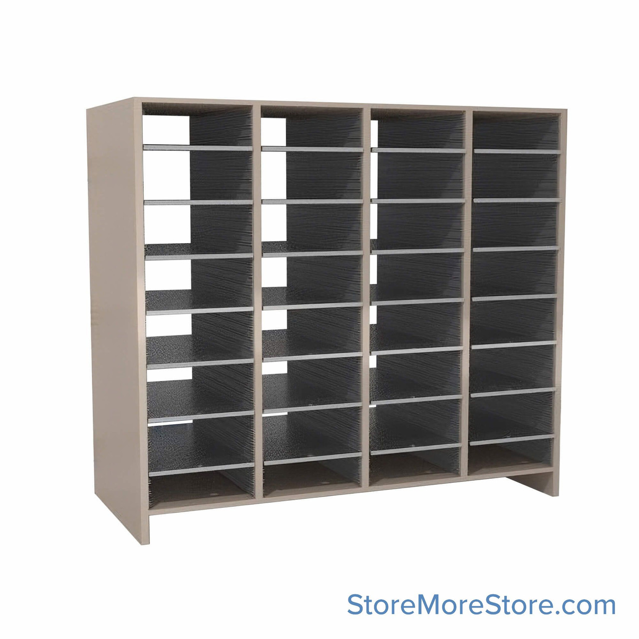 Oversize Mail Sorter, 56.25" W x 45" H, 42" Sorting Height, Laminate Back, 3" Closed Back Riser