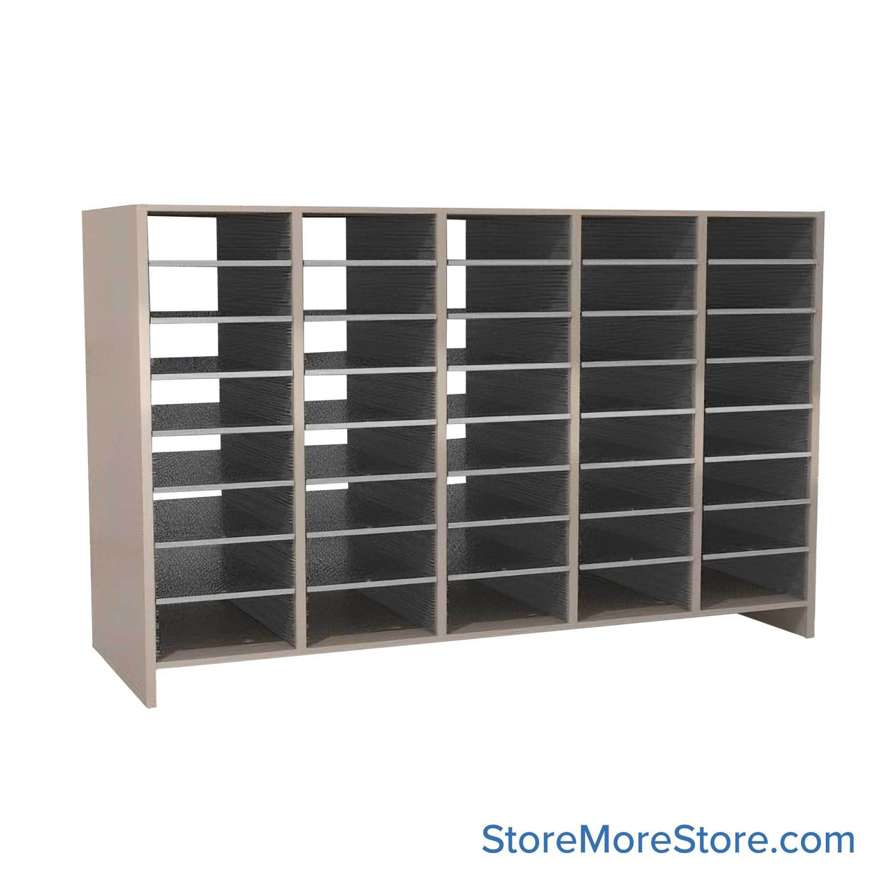 Oversize Mail Sorter, 69.75" W x 39" H, 36" Sorting Height, Laminate Back, 3" Closed Back Riser