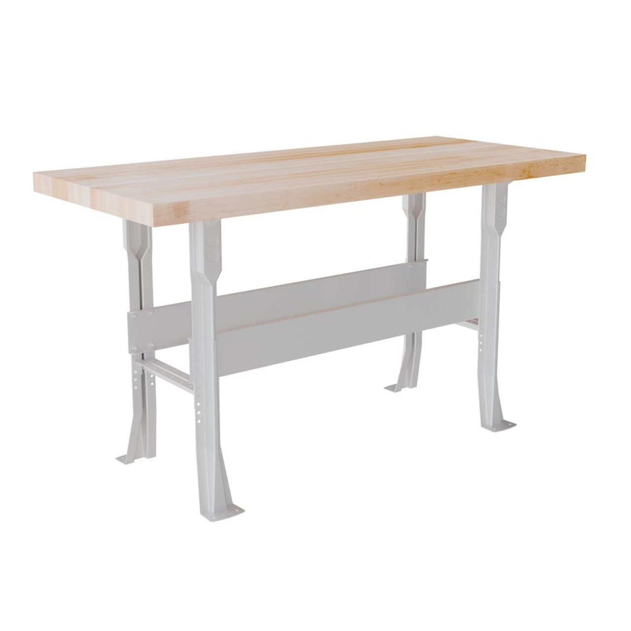 Heavy Duty Steel Frame Workbench with Maple Top, 28" Deep, 2 Stations Stations