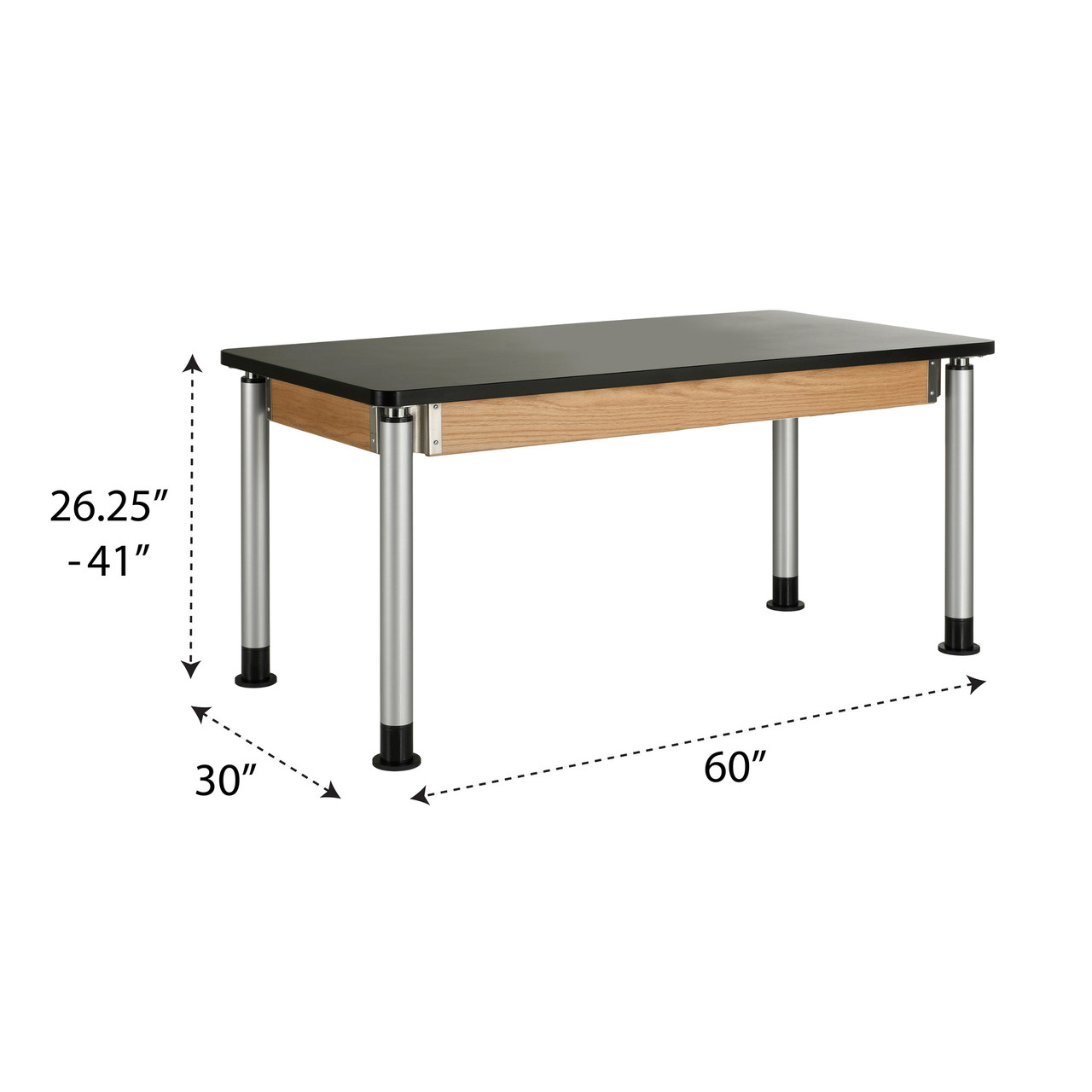 Adjustable Lab Tables, 60" W x 30" D, High-Pressure Laminate Top, Includes Casters