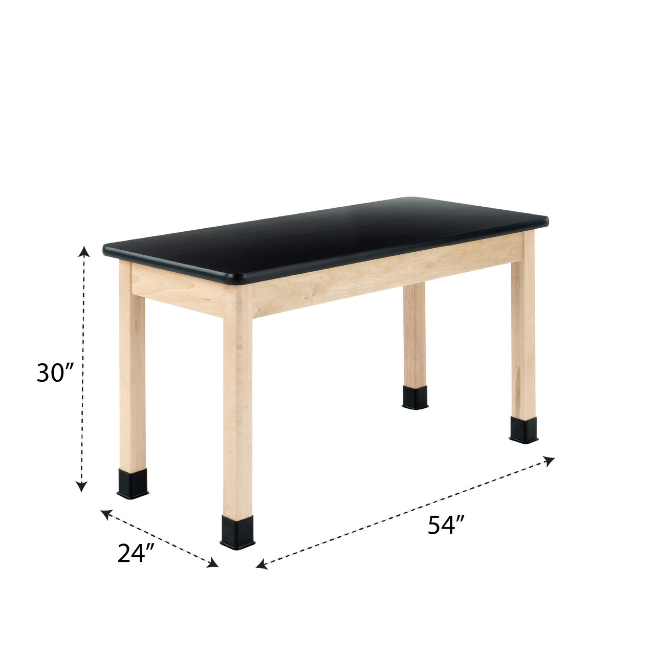 Wooden Lab Bench, 54" W x 24" D x 30" H, High-Pressure Laminate Top, Maple Legs/Apron