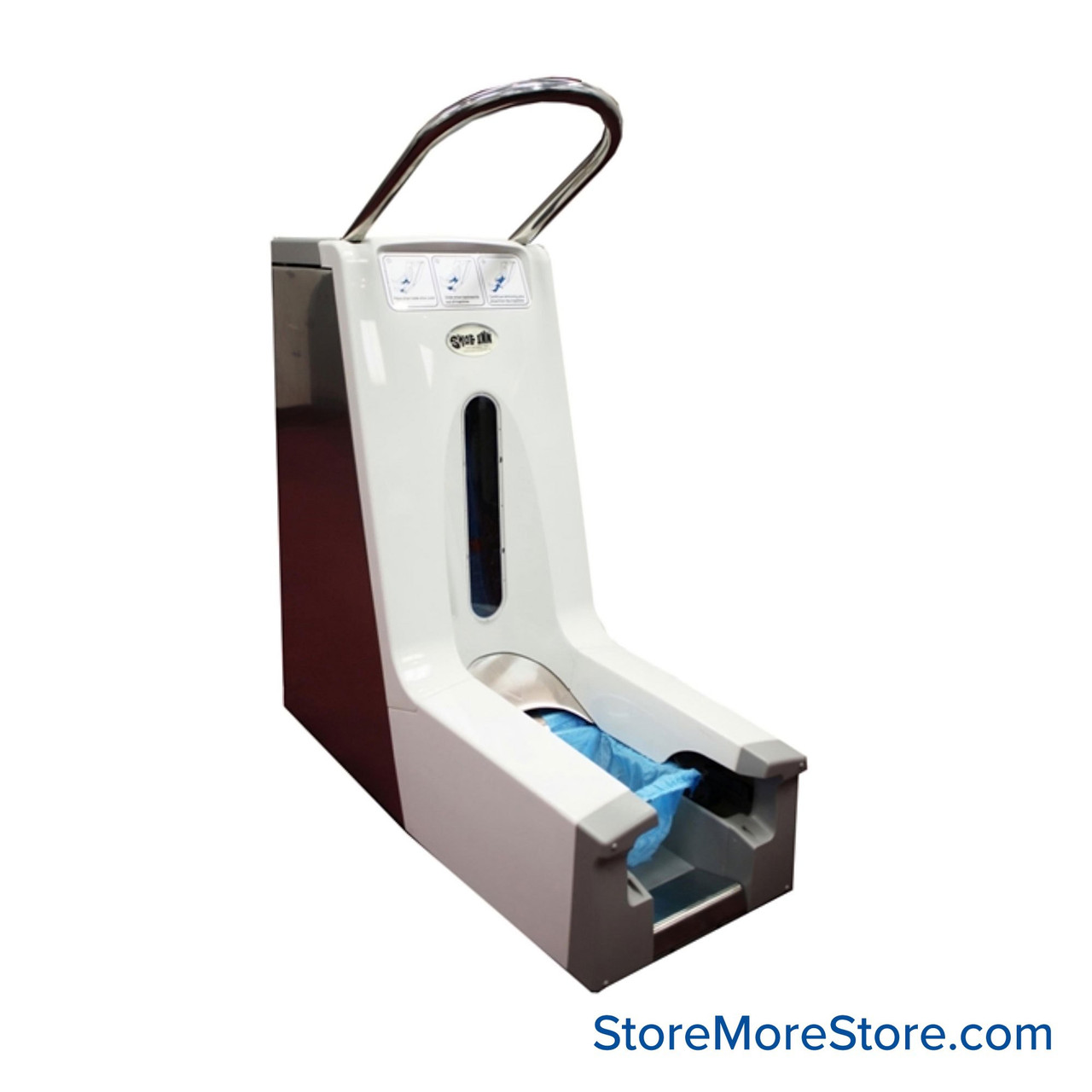 Automatic Shoe Cover Dispenser, 35.5" High, Dispenser w/ Stabilizing Handle Bar