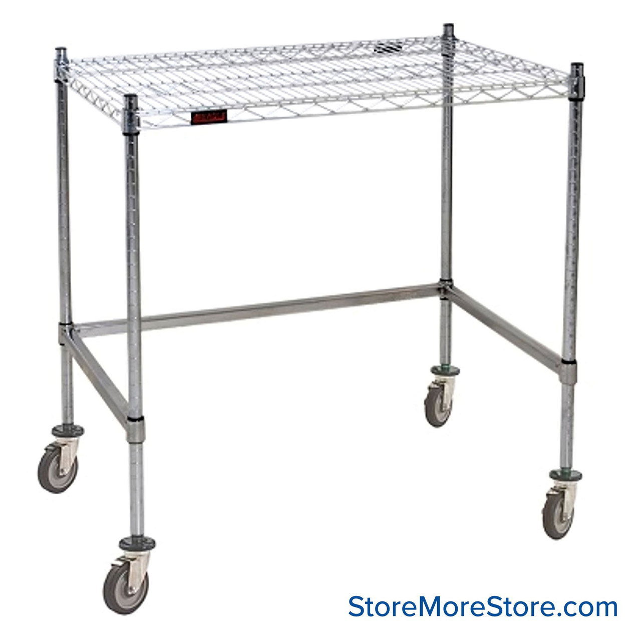 Mobile Wire Workstation, 48" W x 39" H, Stainless Steel