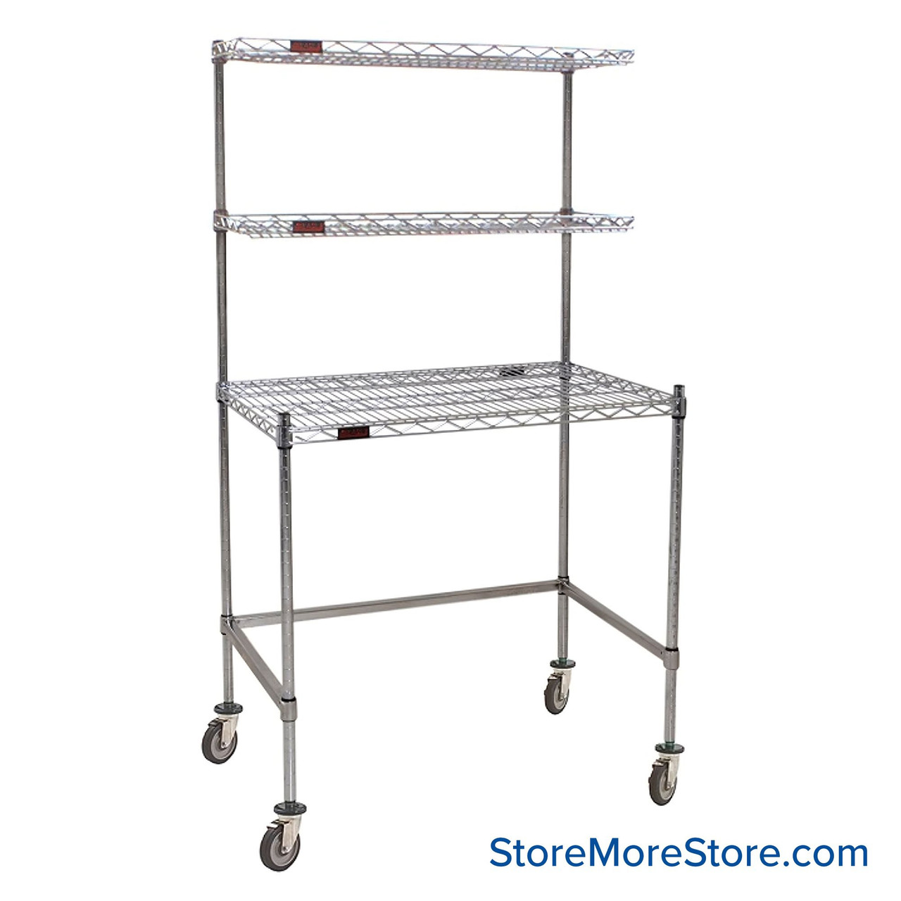 Mobile Wire Workstation, 48" W x 63" H, Stainless Steel
