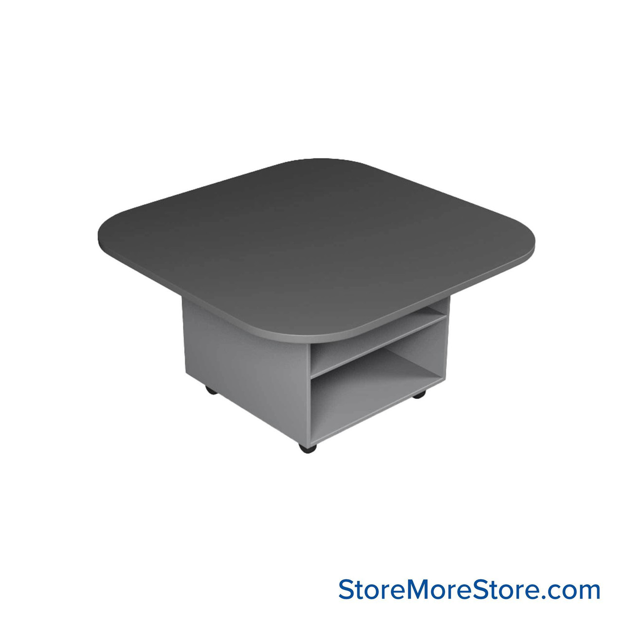 Work Island, 54" W x 54" D x 36" H, Square Shape, Double Faced Open Storage