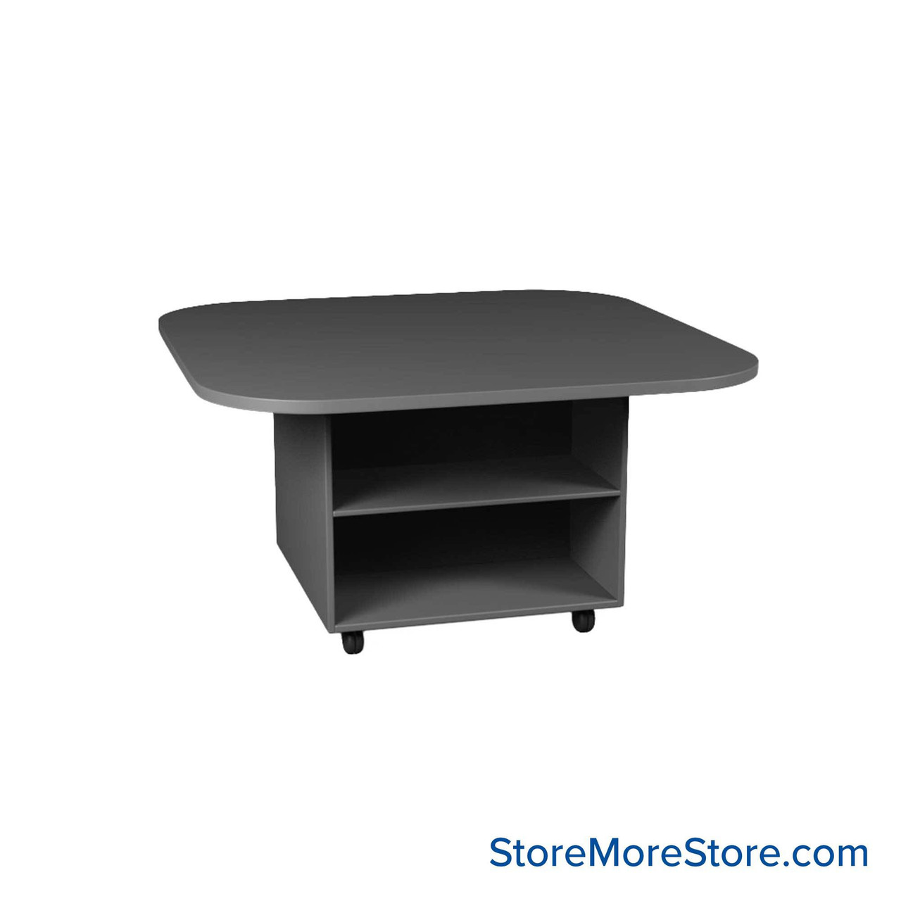 Work Island, 60" W x 60" D x 29" H, Square Shape, Double Faced Open Storage