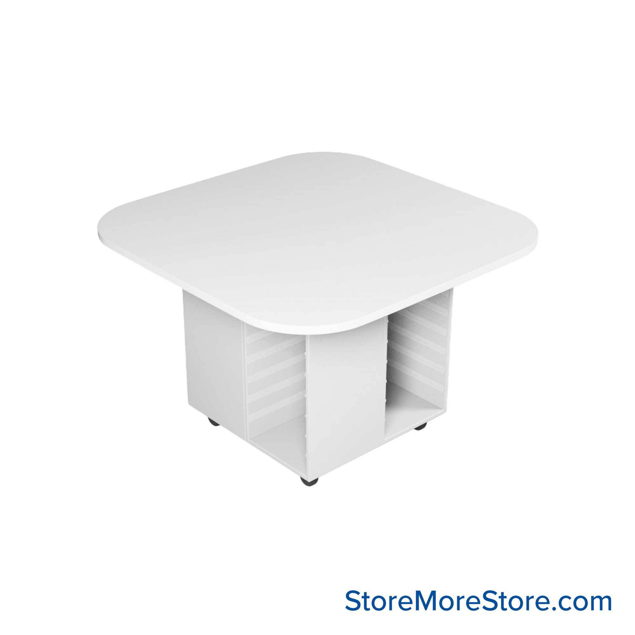 Work Island, 48" W x 48" D x 36" H, Square Shape, 4-Faced Tote Storage