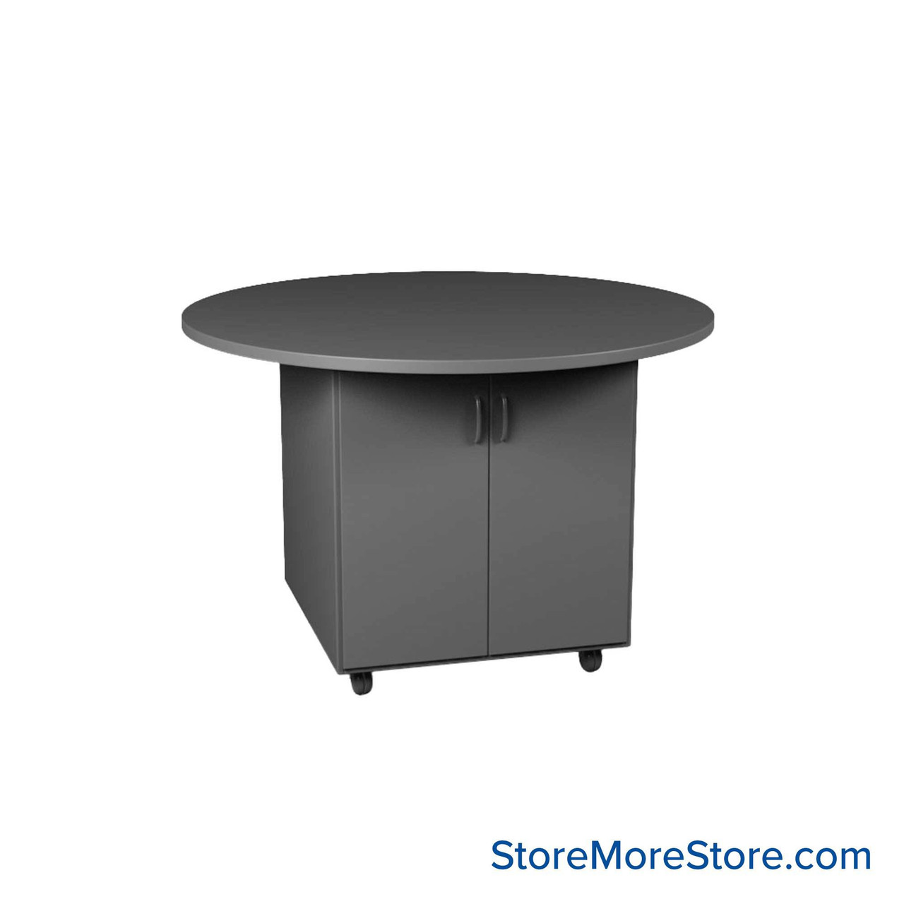 Work Island, 54" W x 54" D x 42" H, Round Shape, Double Faced Cupboard Storage