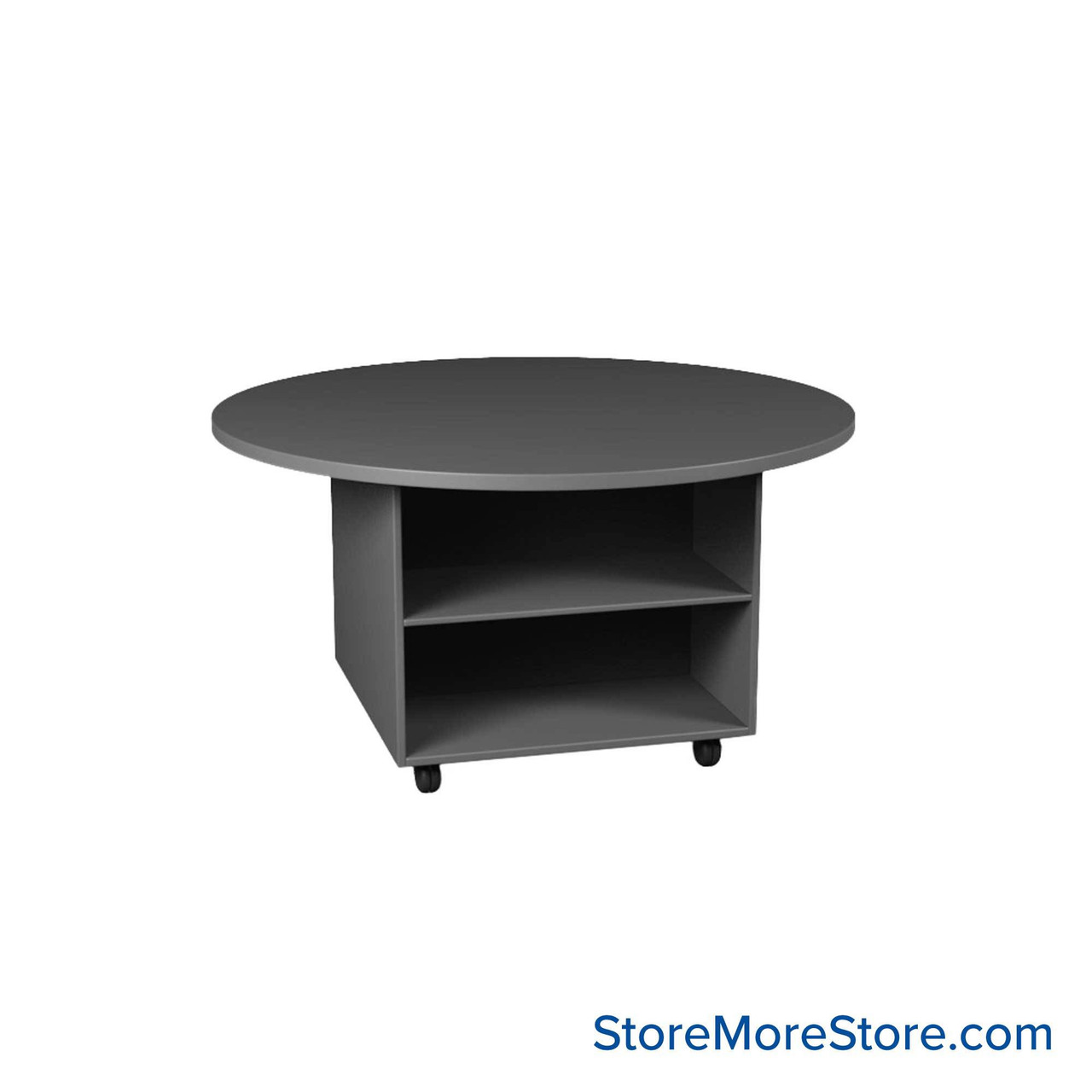 Work Island, 48" W x 48" D x 42" H, Round Shape, Double Faced Open Storage