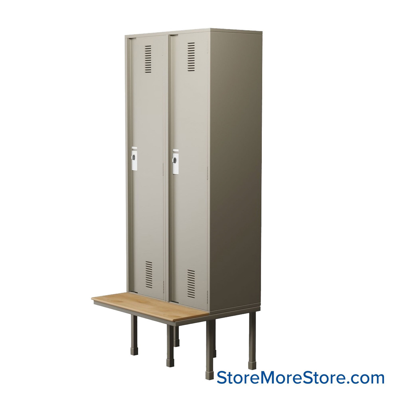 Locker with Bench, 48'' W x 18'' D x 90'' H, Key Lock
