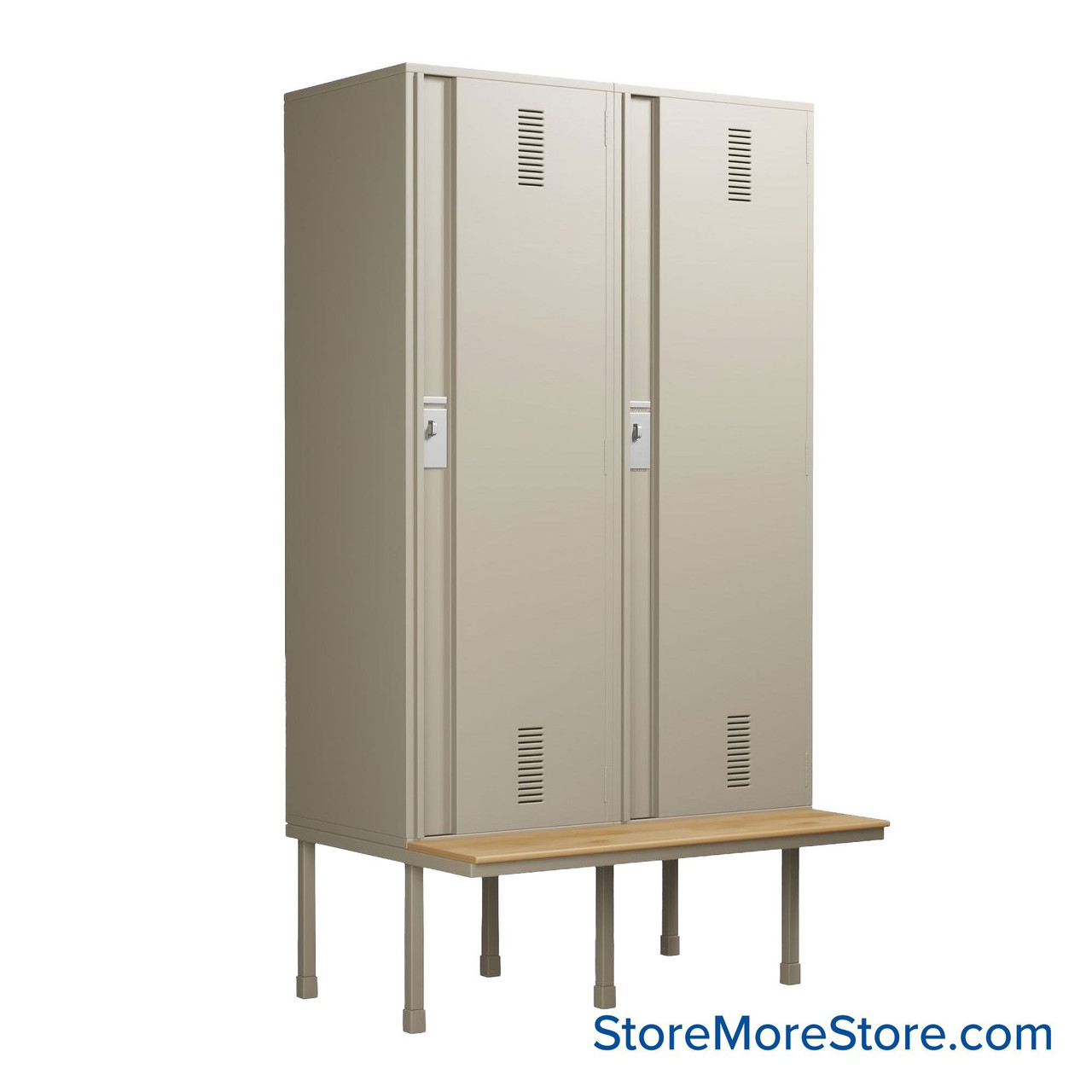 Locker with Bench, 36'' W x 24'' D x 90'' H, Key Lock