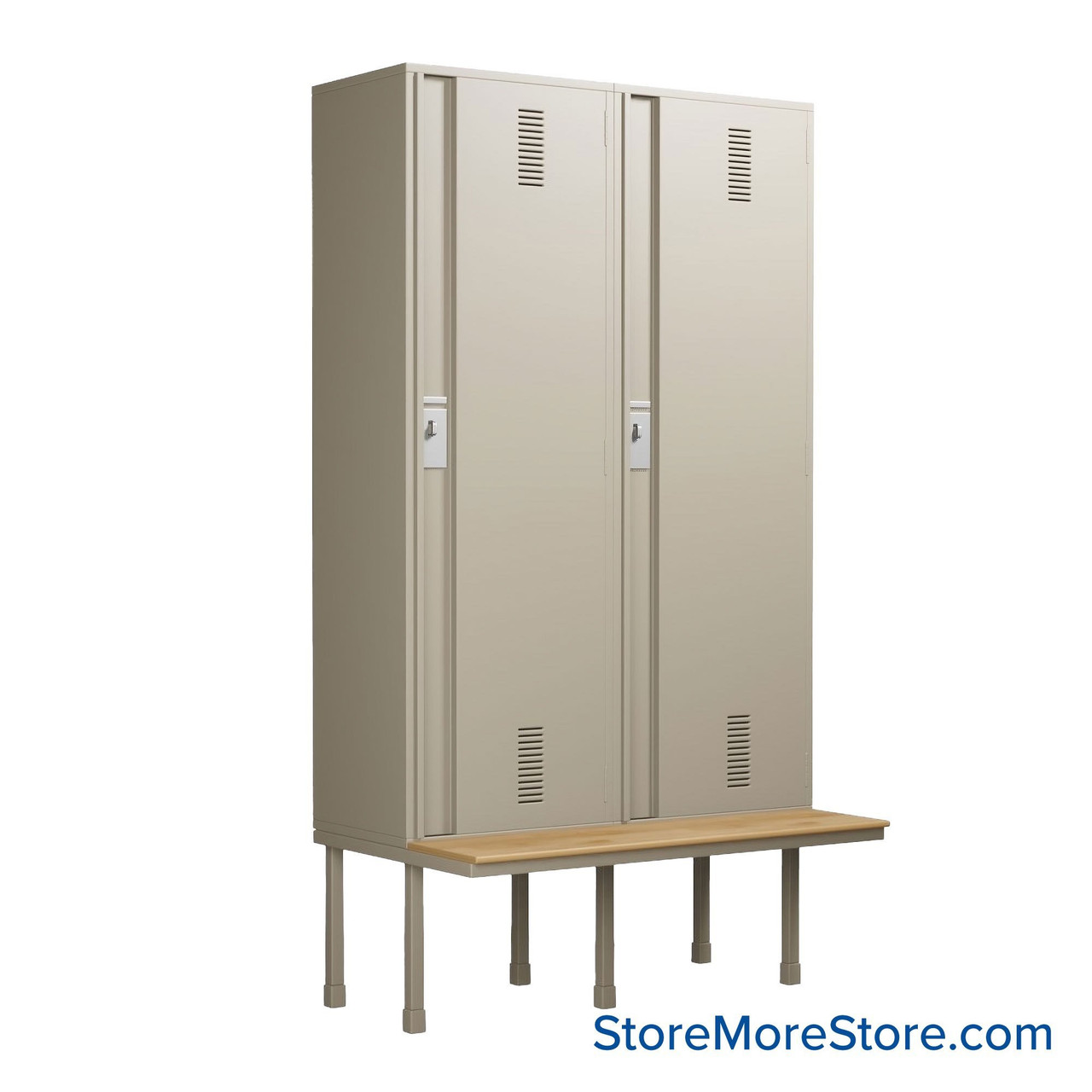 Locker with Bench, 48'' W x 24'' D x 90'' H, Key Lock