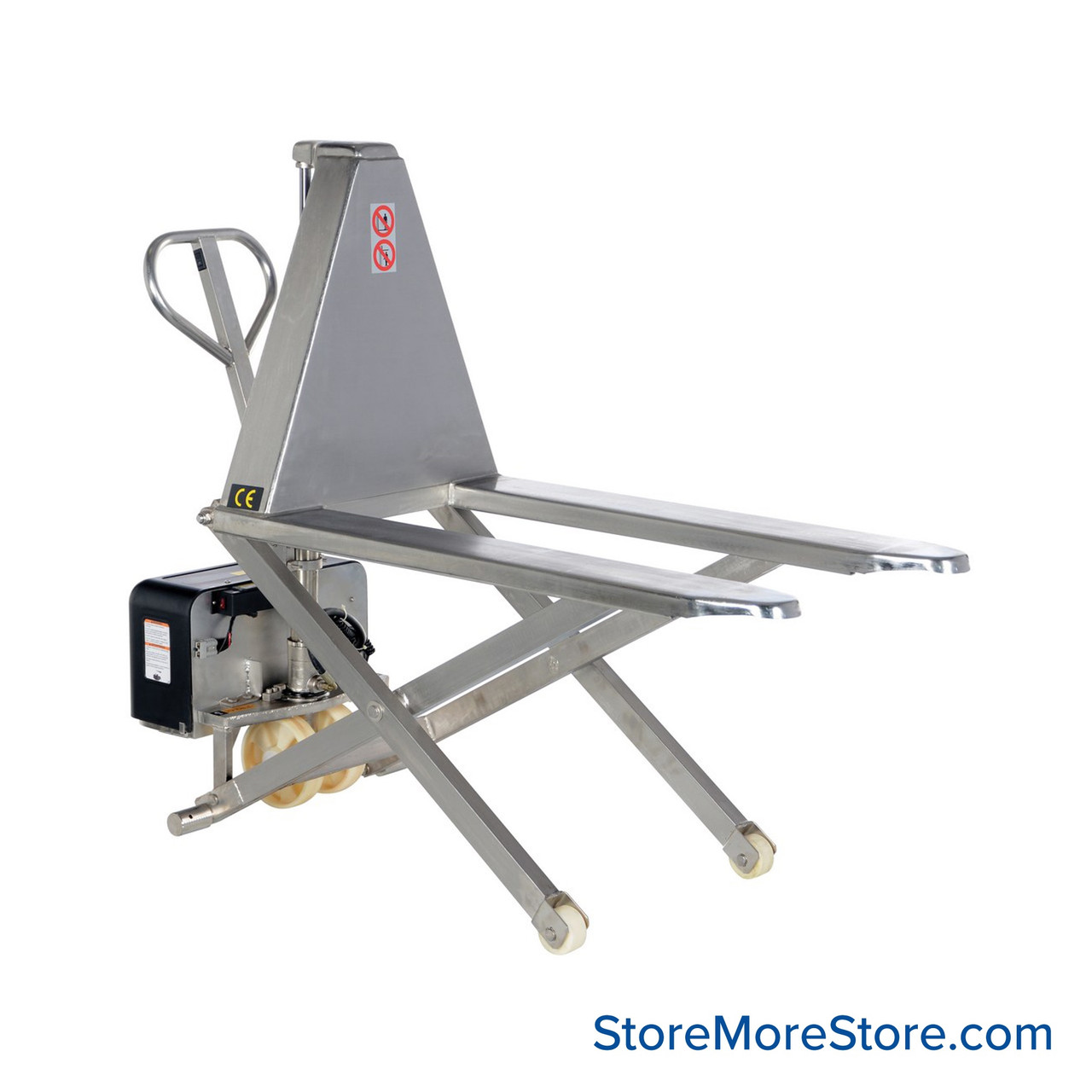 Skid Lift, 26.75" W x 45" D x 31.5" H, Stainless Steel, 12 Volt DC, 26.75"Wx45"L Fork Size