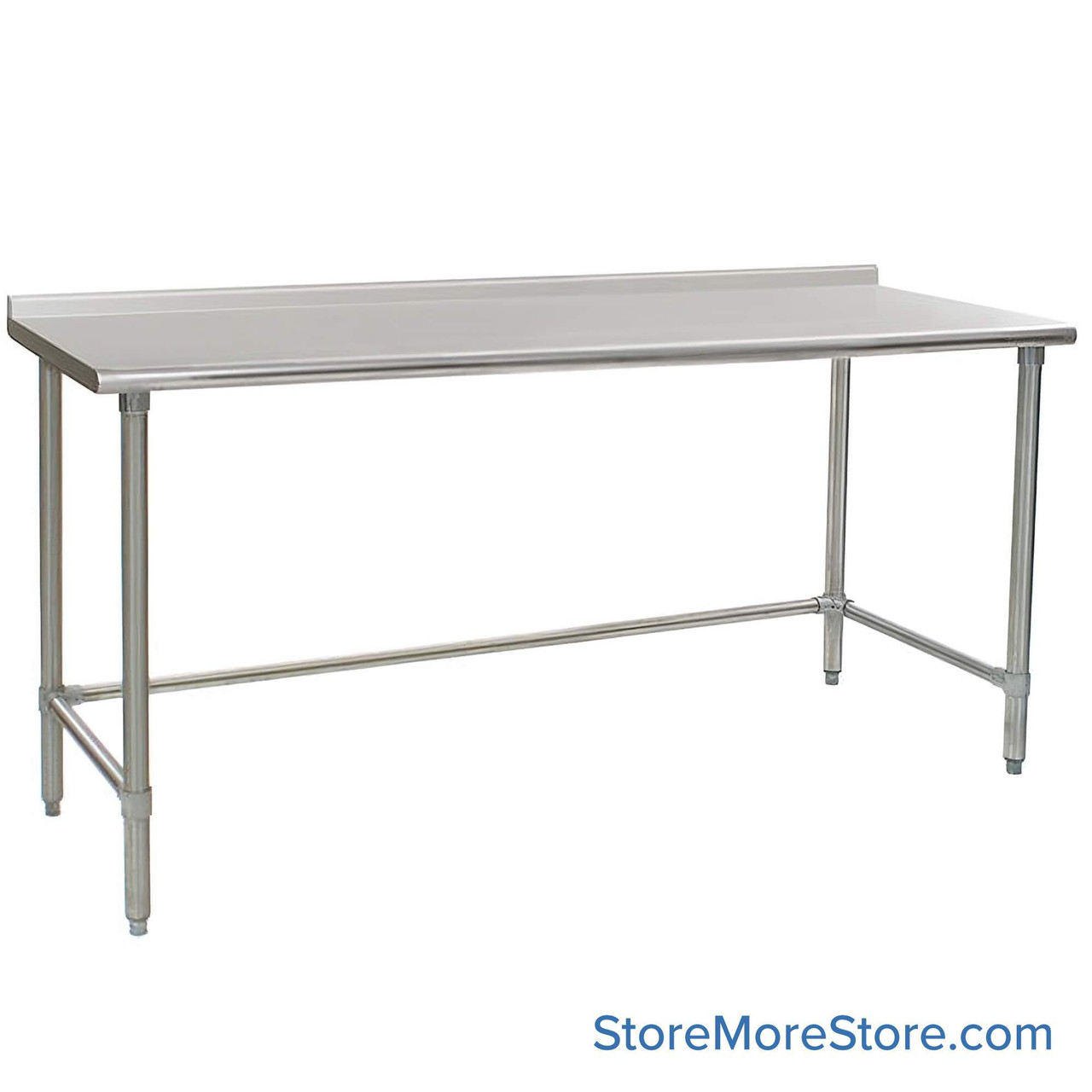 Rear Upturn Stainless Steel Table, 72" W x 30" D, 16-Gauge 430, Galvanized Steel Legs