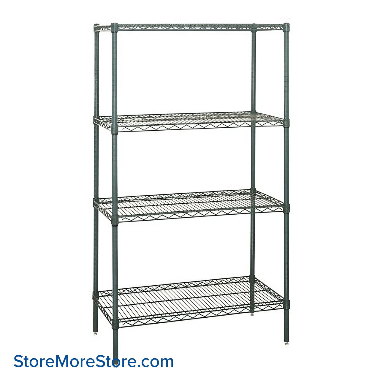 Wire Shelving, 24 W x 18 D x 63 H, 4 Shelves, Epoxy