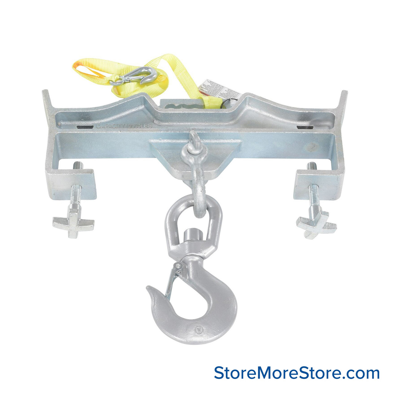 Forklift Hoisting Hook, 23" W x 3" D x 21.75" H, Double Fork/Swivel, 10,000 lbs