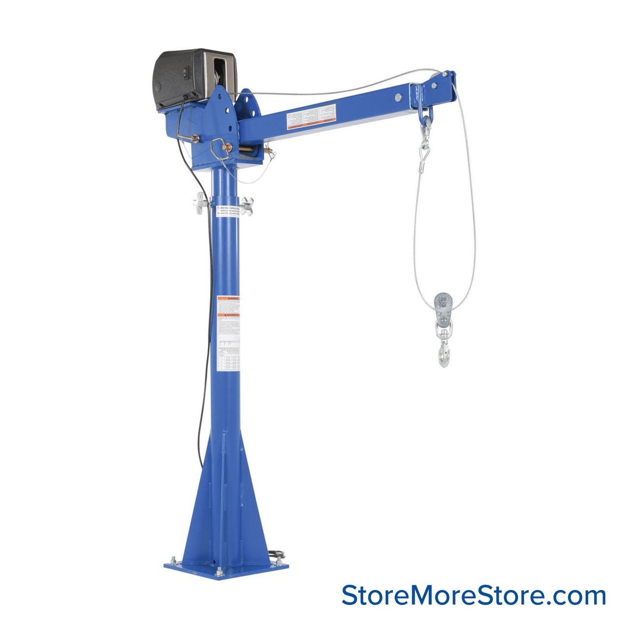 Industrial Jib Crane, 53.5" W x 59.5" H, 115 Volt AC, 1/3 HP, 39.25"-63.25" Boom Reach, 2000 lbs Uniform Capacity
