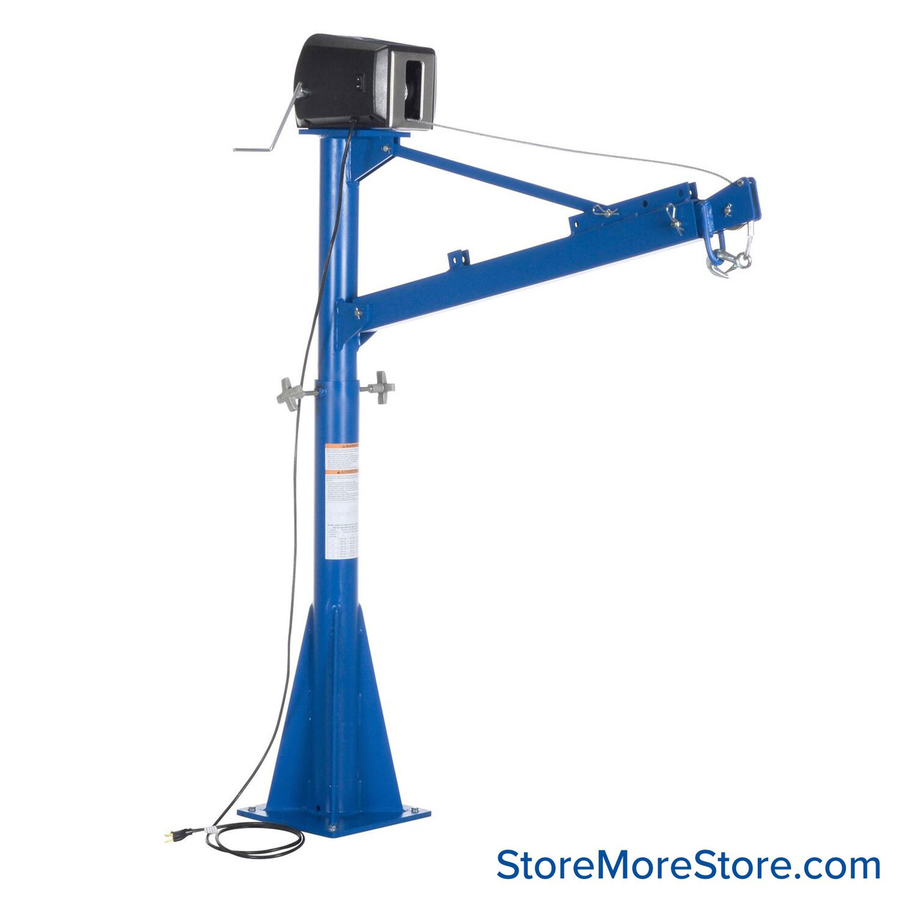 Industrial Jib Crane, 51.25" W x 47.25" H, 115 Volt AC, 1/3 HP, 43.0625"-66.75" Boom Reach, 1500 lbs Uniform Capacity