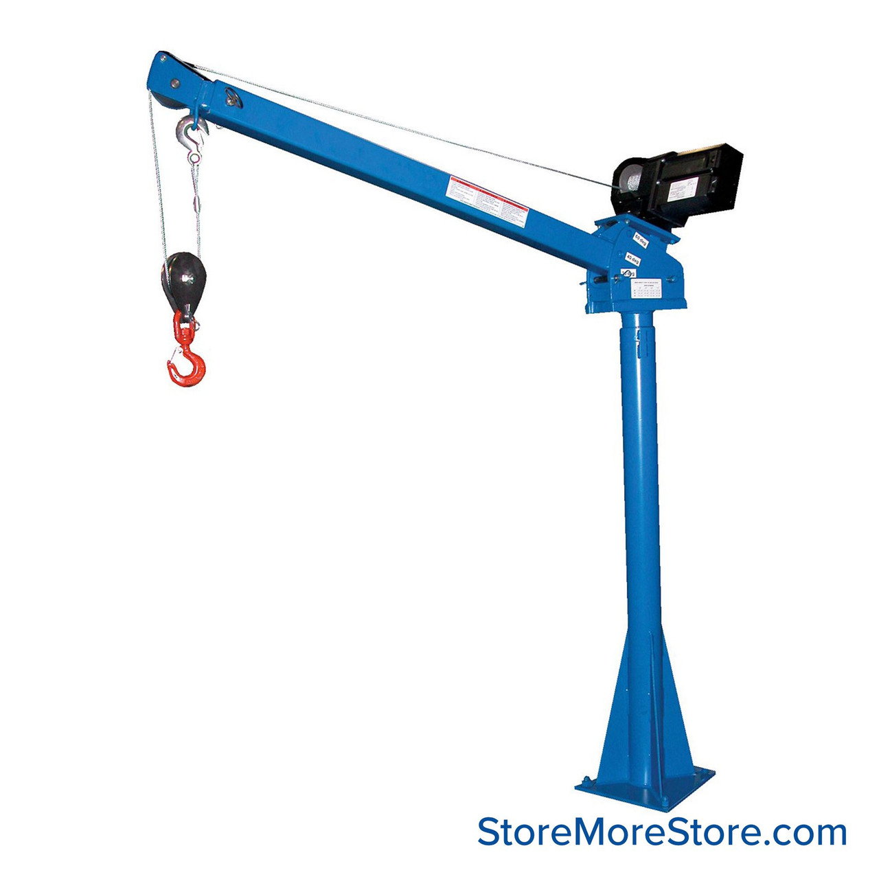 Industrial Jib Crane, 53.5" W x 59.5" H, 12 Volt DC, 1 HP, 39.25"-63.25" Boom Reach, 2000 lbs Uniform Capacity