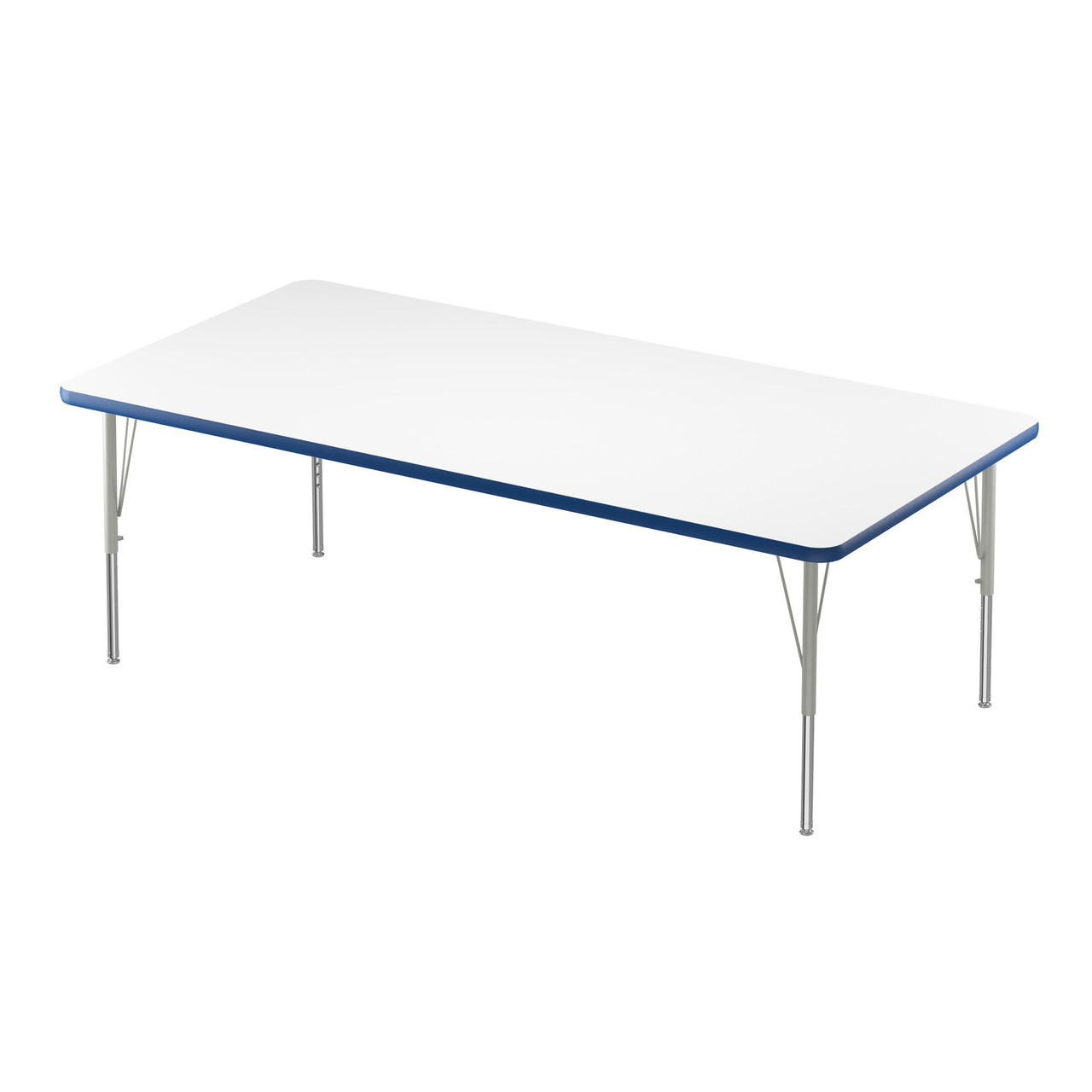 Dry Erase Activity Tables, 60" W x 36" D, Rectangular, Silver Mist