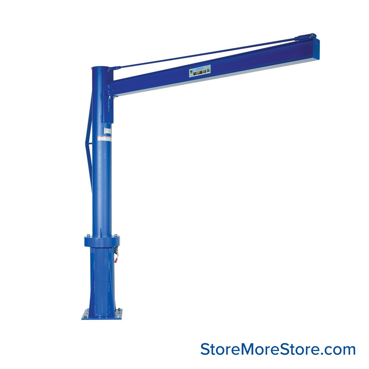 Portable Jib Crane, 96" W x 108.75" H, 96" Boom Length, 1 Jib Base Socket