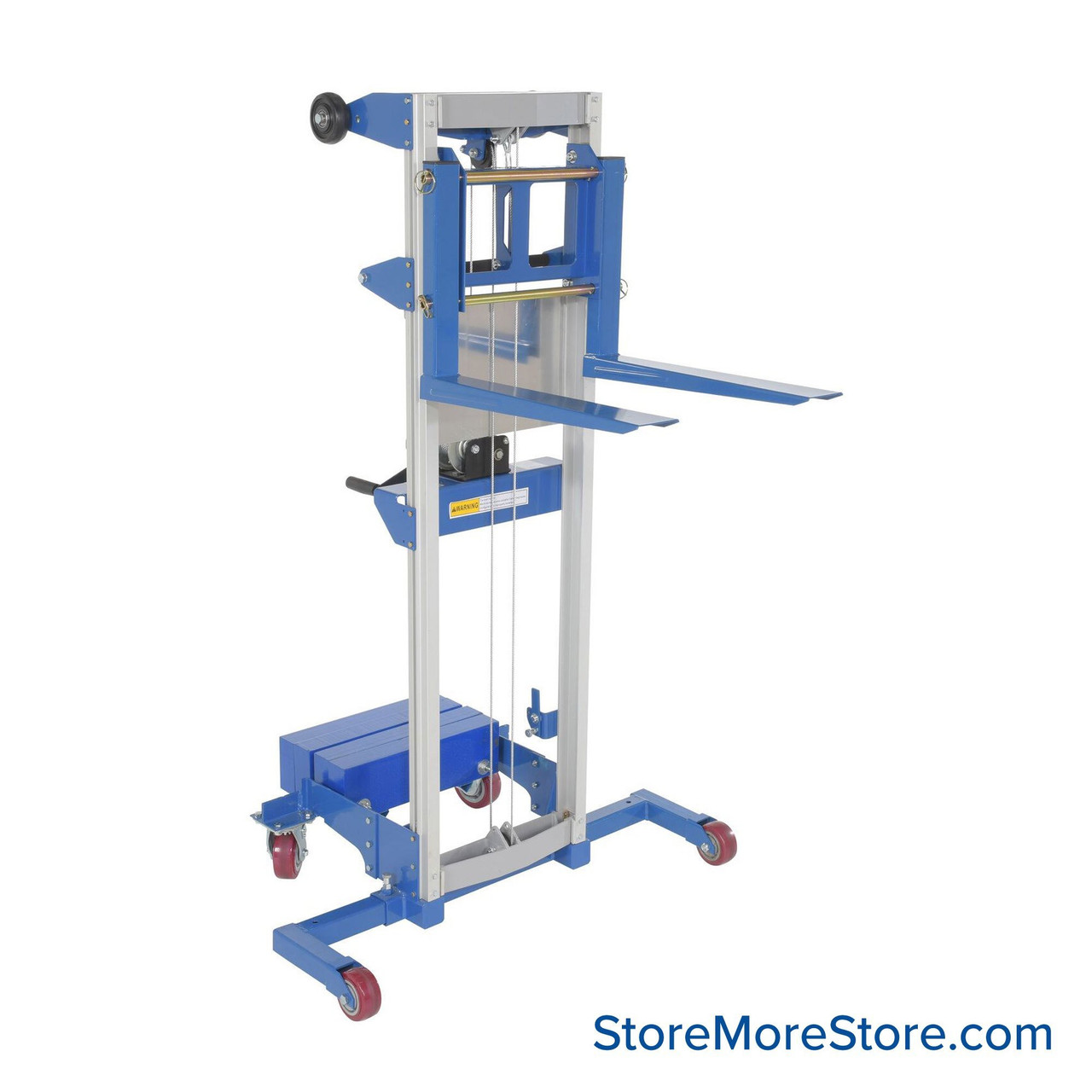 Manual Stacker Lift, 43.25" D x 71.75" H, Counter Balance Lift Design, 500 lbs Load Capacity