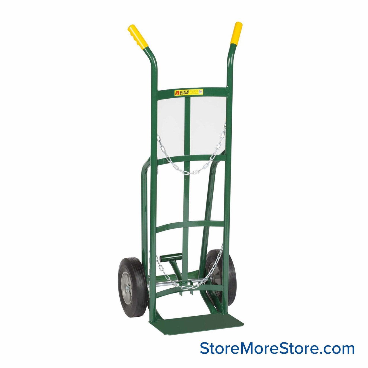 Gas Cylinder Hand Truck, 49" High, Two 10" Solid Rubber Wheels, Dual Handle