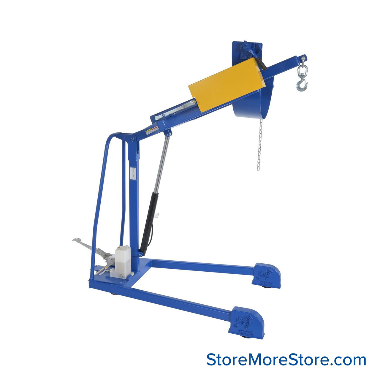Hydraulic Drum Lifter, 40" W x 72.5" D x 55" H, 59.688" Drum Lift Height