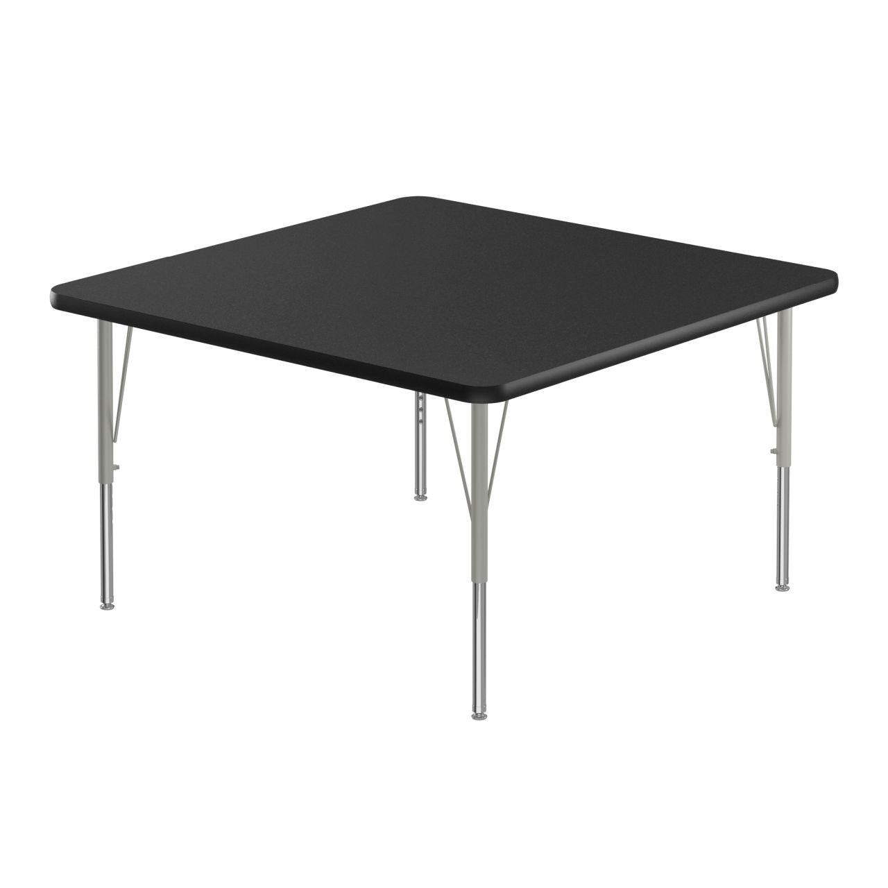 Adjustable Height Activity Tables-Square, 36" W x 36" D x 19" H, 36x36" Top, Silver Mist