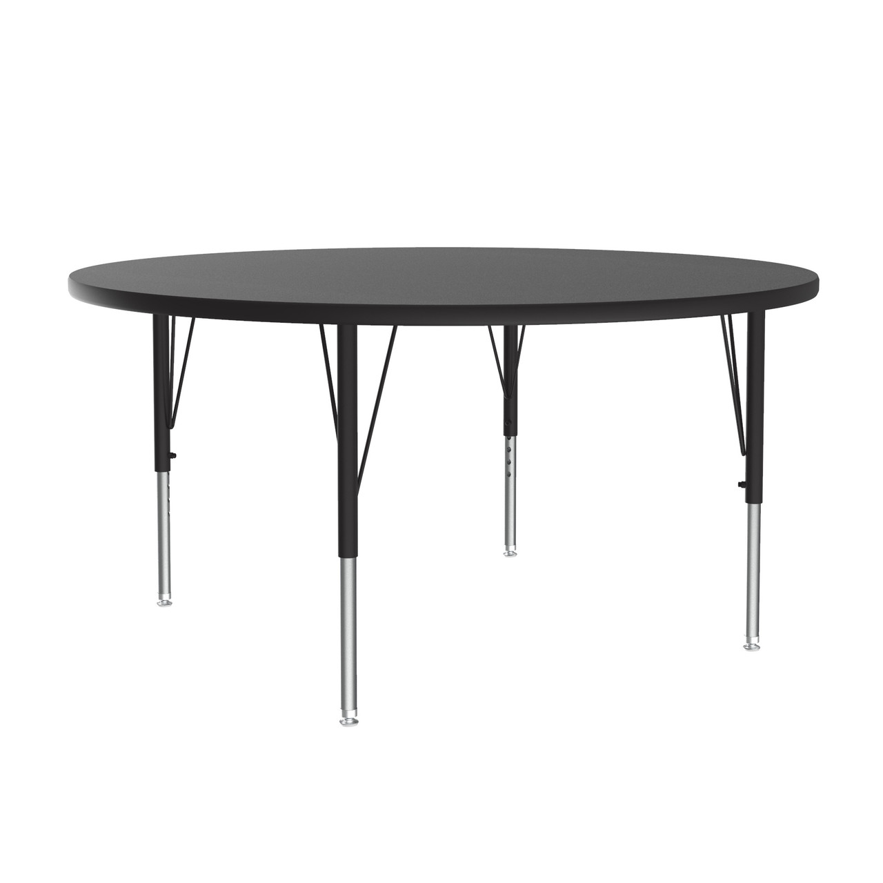 Laminate Activity Tables, 48" W x 48" D, 48" round Top, Black/chrome