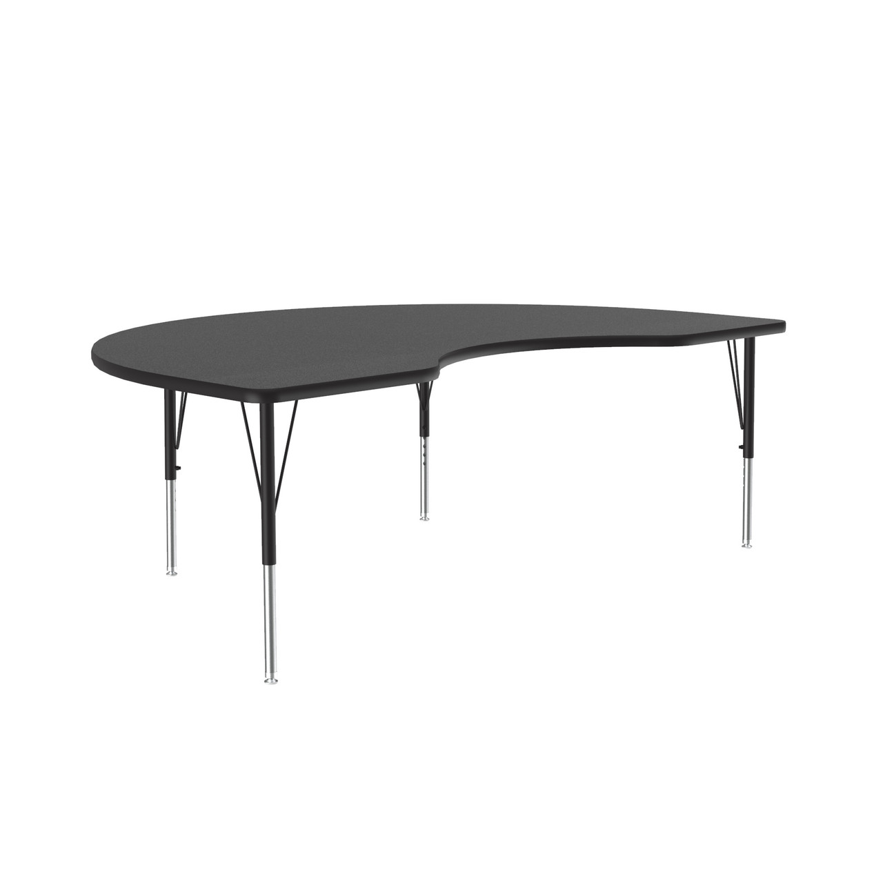 Laminate Activity Tables, 72" W x 48" D, 48x72" Kidney Top, Black/chrome
