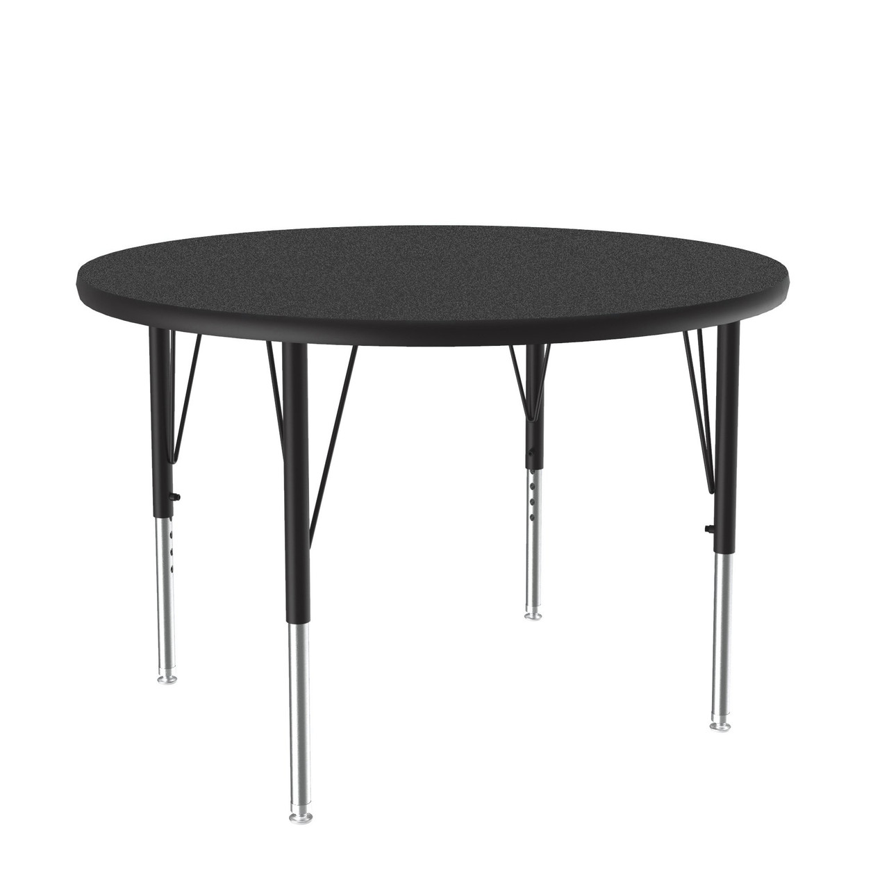 Laminate Activity Tables, 42" W x 42" D, 42" round Top, Black/chrome