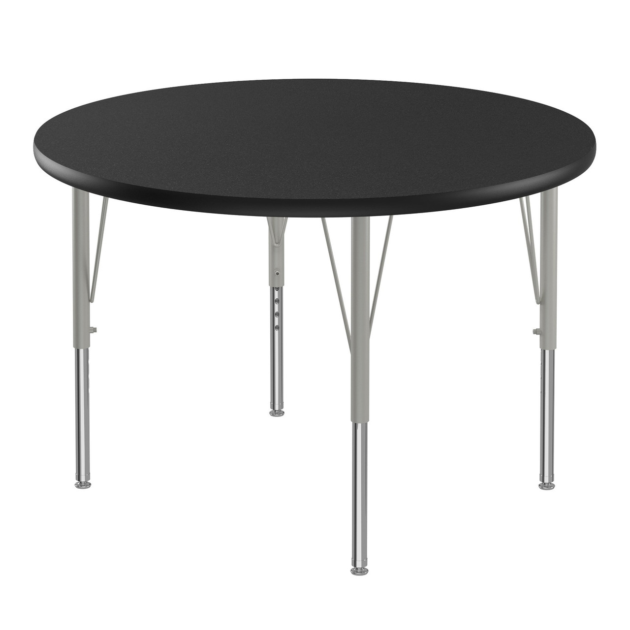 Laminate Activity Tables, 42" W x 42" D, 42" round Top, Silver Mist
