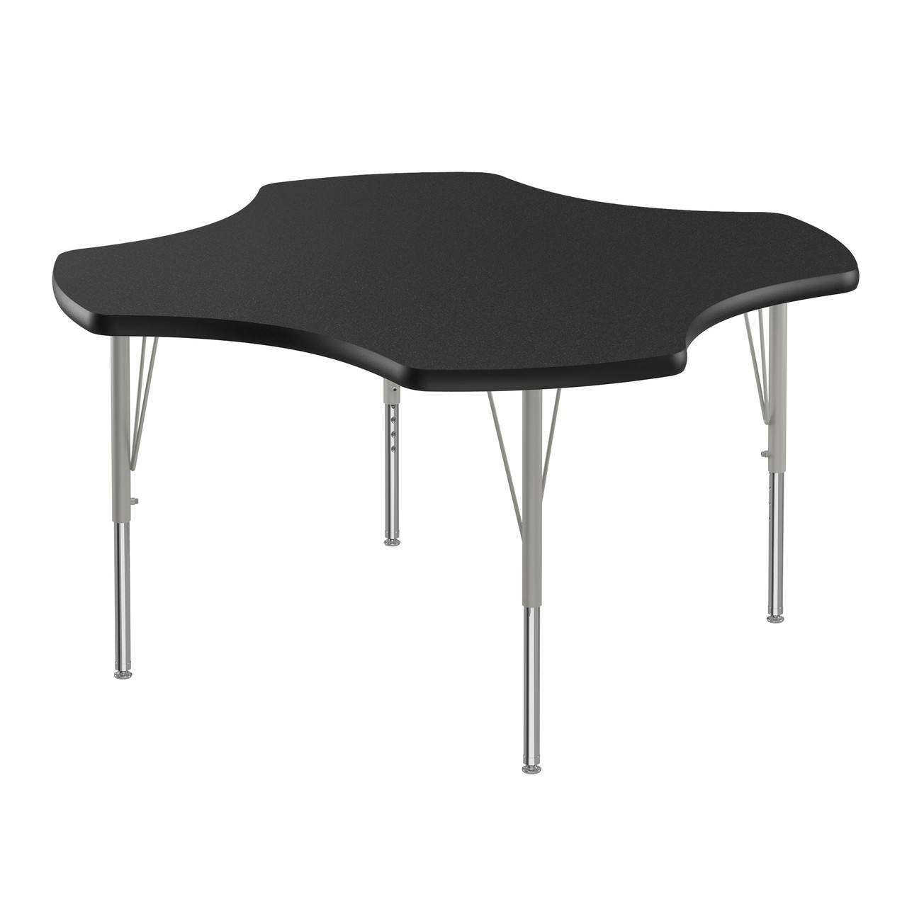 Laminate Activity Tables, 48" W x 48" D, 48" Clover Top, Silver Mist